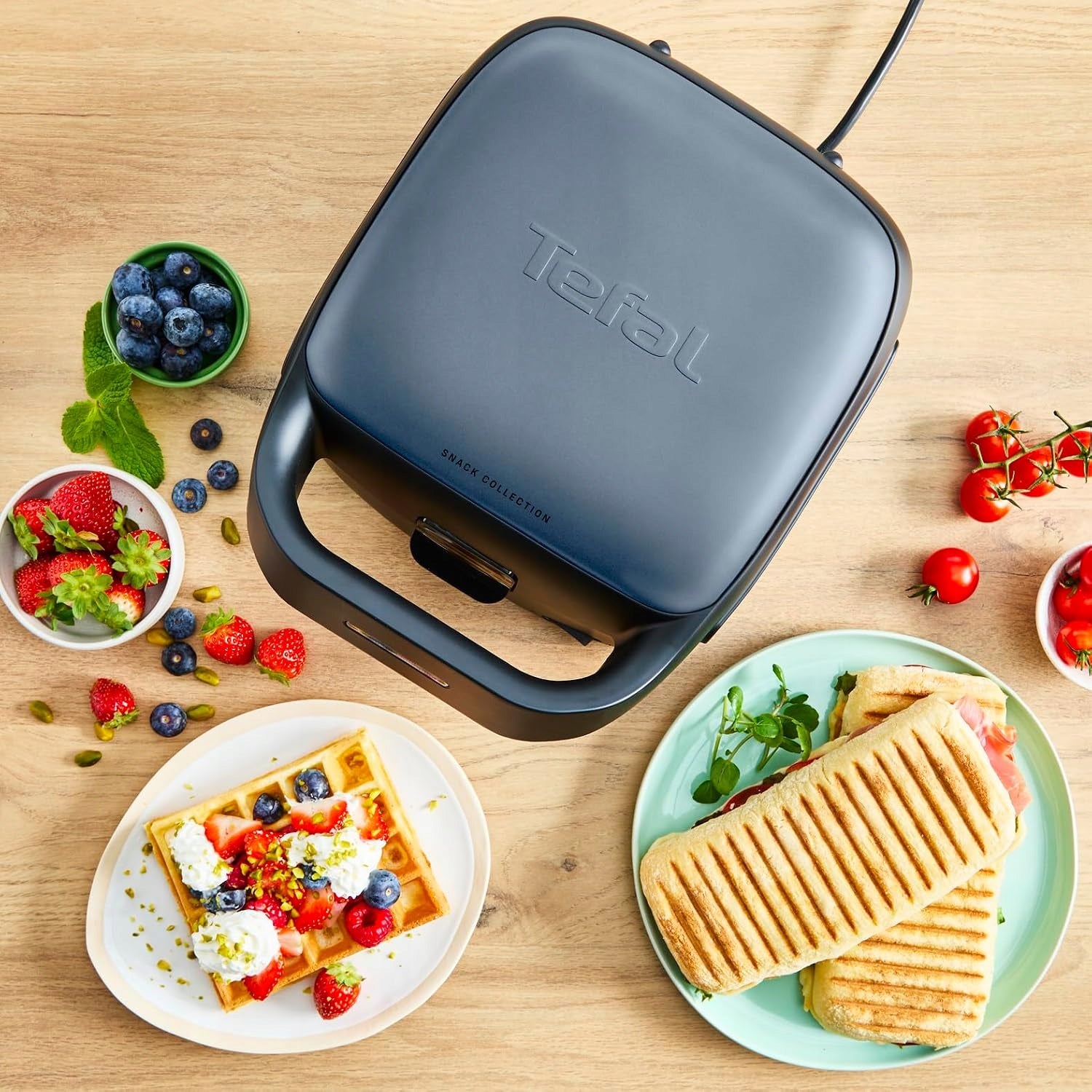 Tefal Sandwich and Waffle Maker 700W Ceramic Coating Packaging status original
