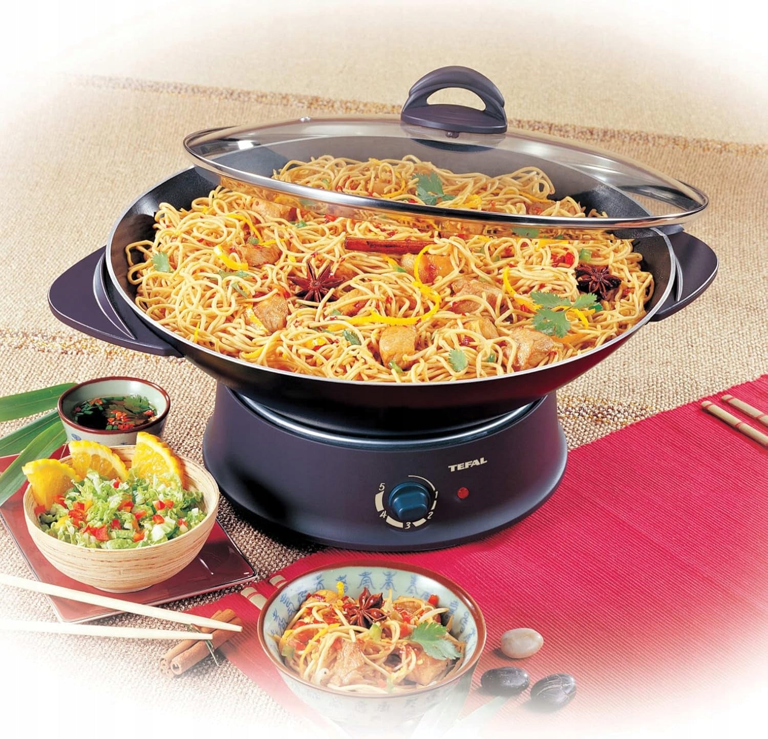 Tefal Wok Fondue WK302013 Compact 1200W Nonstick Thermospot Brand Tefal