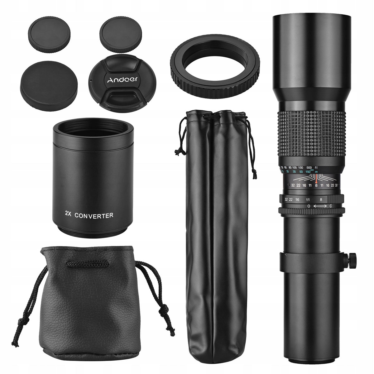 Telephoto lens kit Andoer 500 mm/1000 mm + 2X lens converter Packaging status original