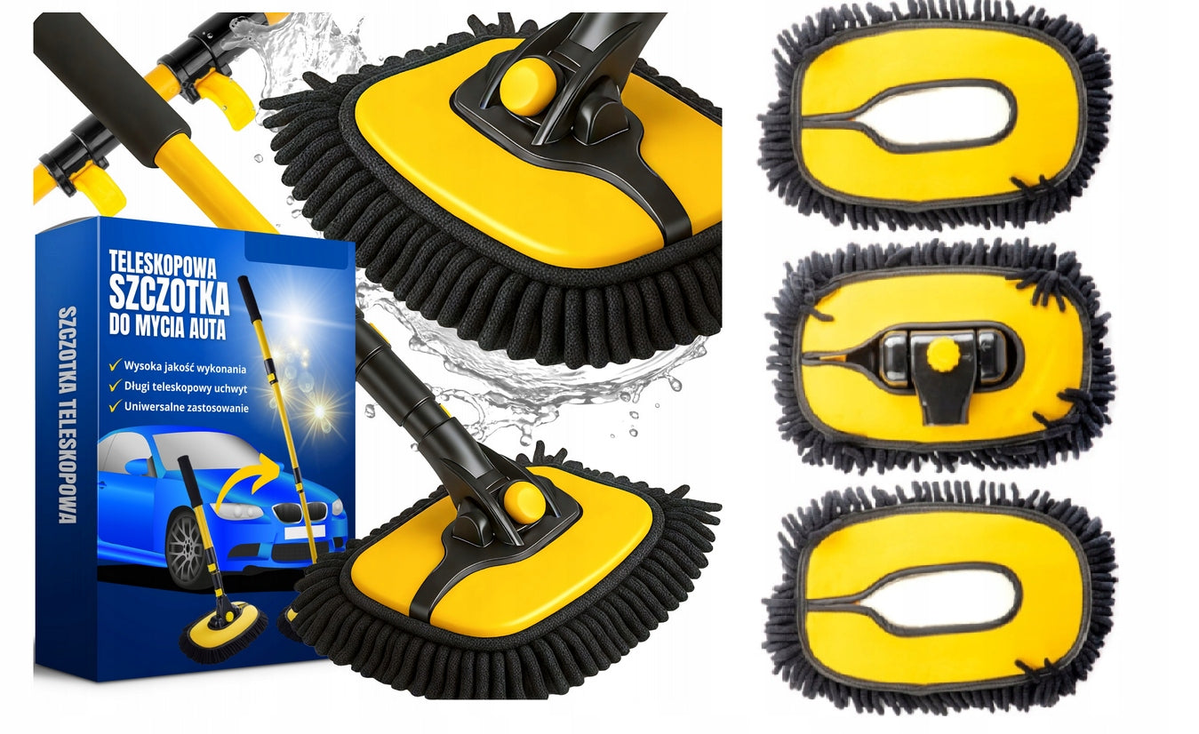 Telescopic Car Wash Brush with 3 Interchangeable Pads