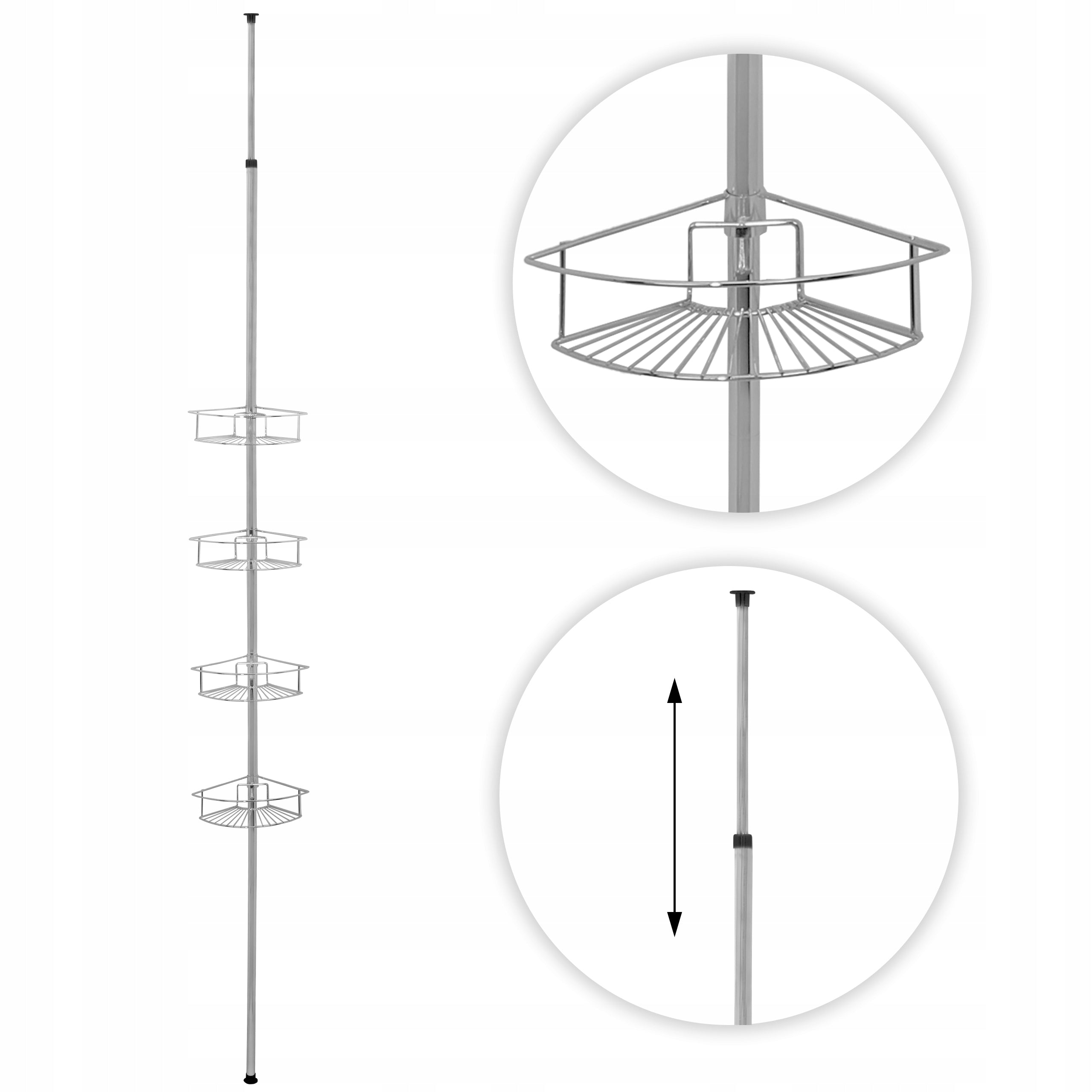 Telescopic Corner Bathroom Shelf 4 SHELVES for Bathroom Toilet Chrome Manufacturer code CH.SCOPIC-XL-CHR