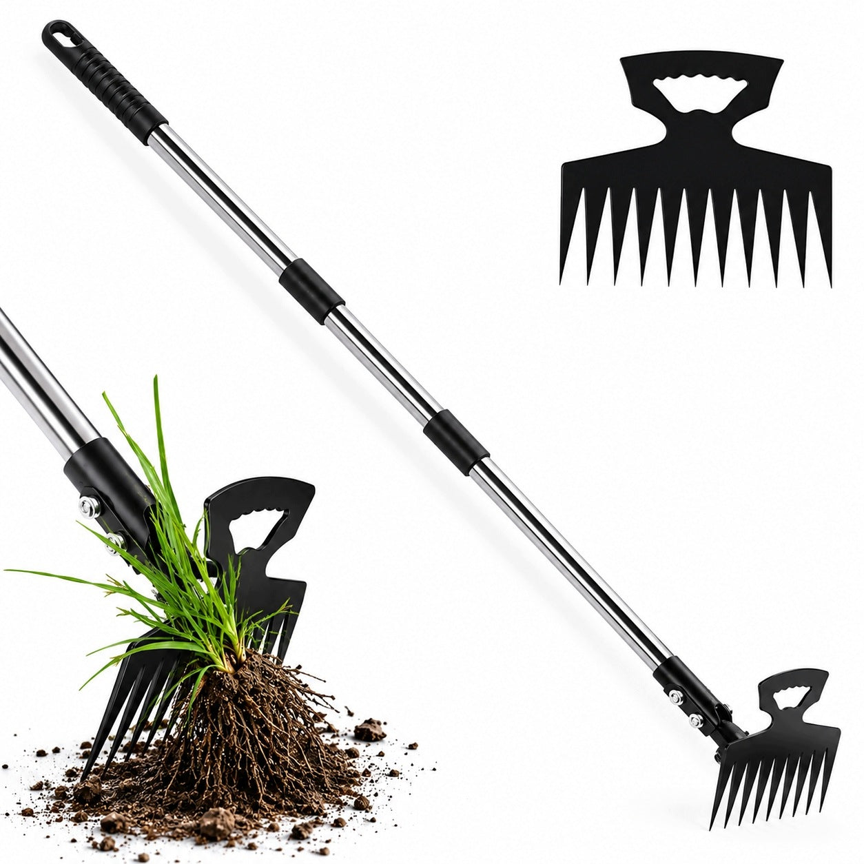 Telescopic Weed Ripper Adjustable Garden Claw for Steel Roots
