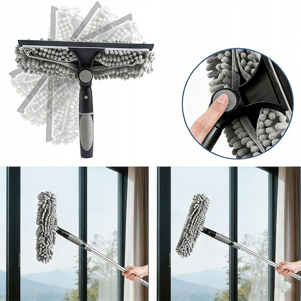 Telescopic Window Washer for Window Cleaning 2in1 Set Puller + Cleaner x 2 Brand no brand