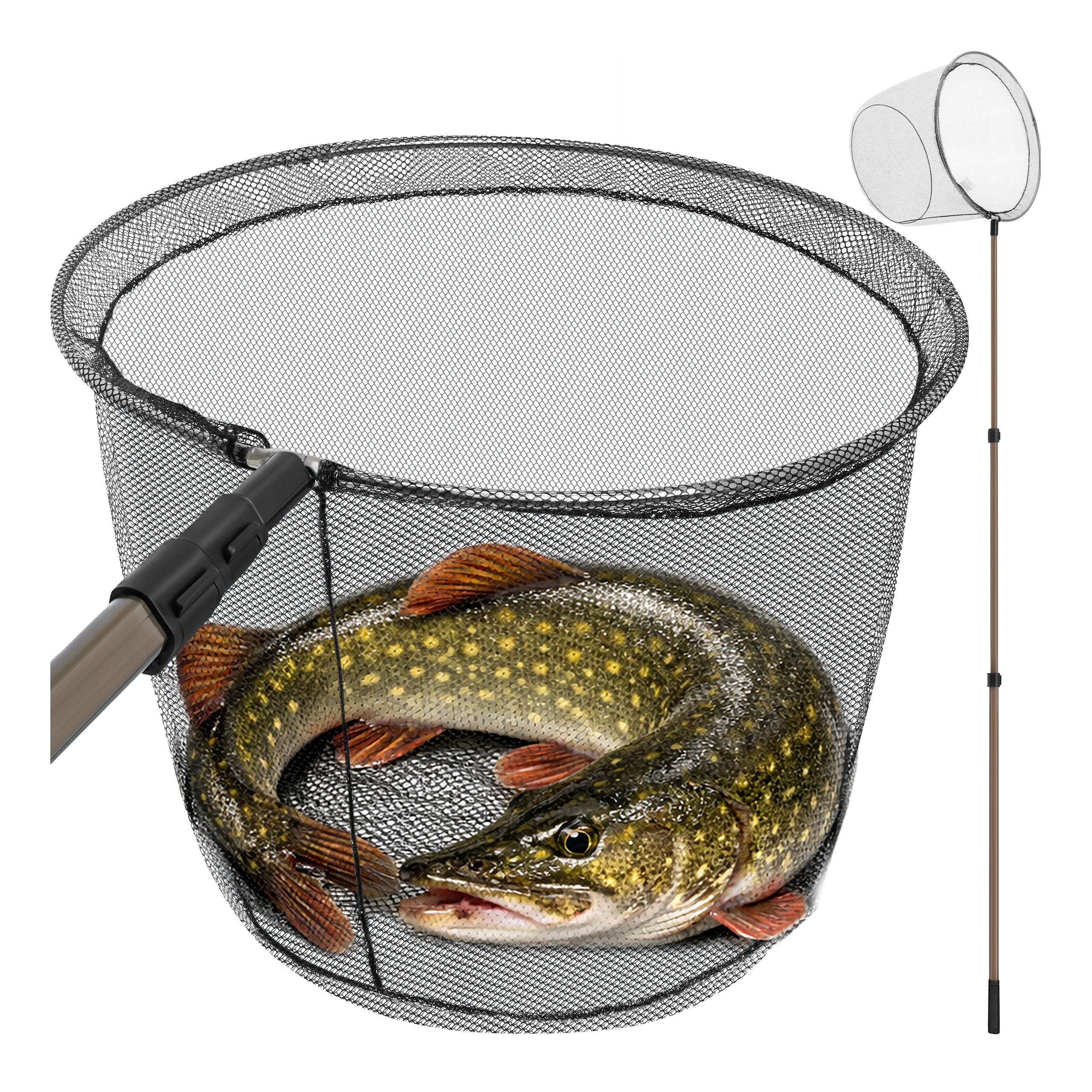 Telescopic landing net 334,5cm Fishing Basket 3 Sections Mesh Fish Folding