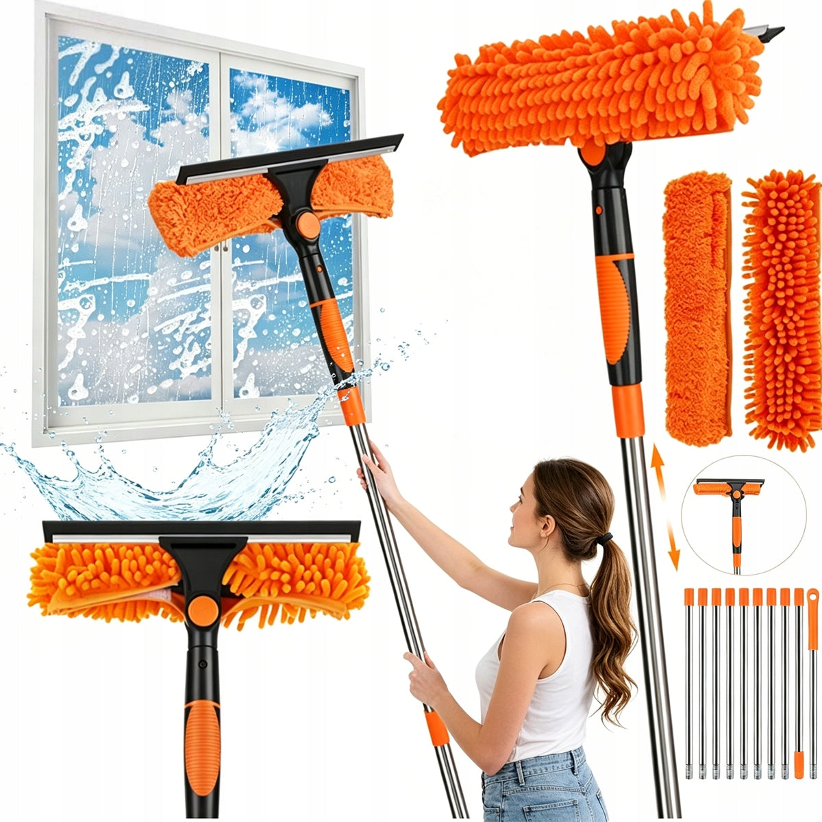 Telescopic window washer brush for photovoltaic panels 4,25m