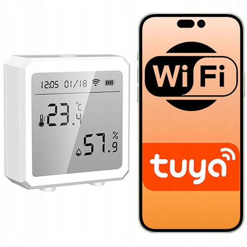 Temperature and Humidity Sensor White LCD Screen Tuya WIFI App