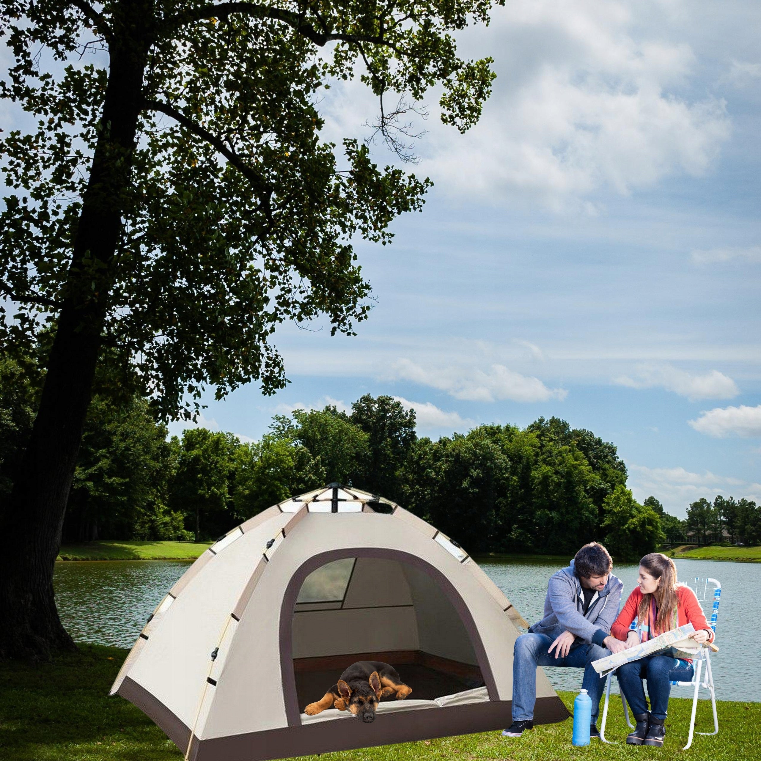 Tent 5-person tourist automatic window waterproof camping 200x200cm Brand Azaris