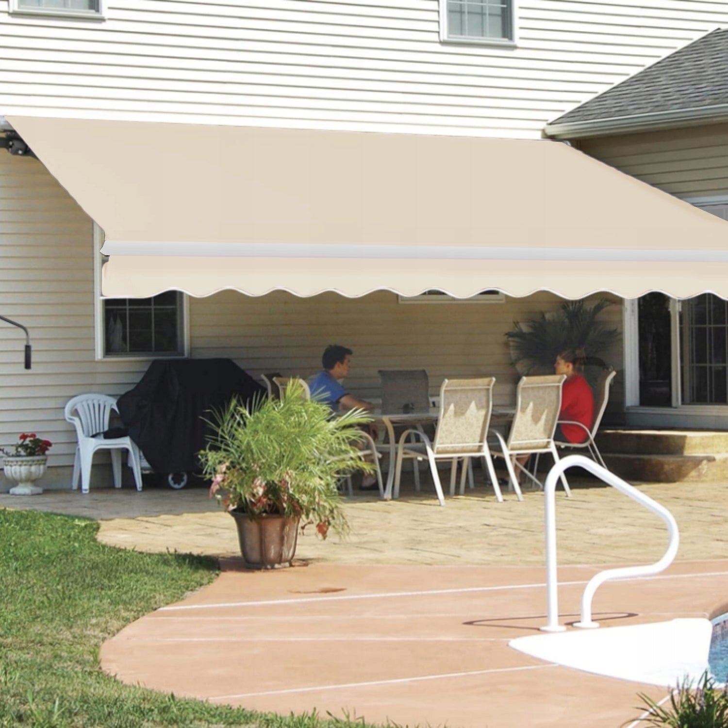Terrace awning balcony sunshade roller shutter with crank 400 x 250 Main material fabric