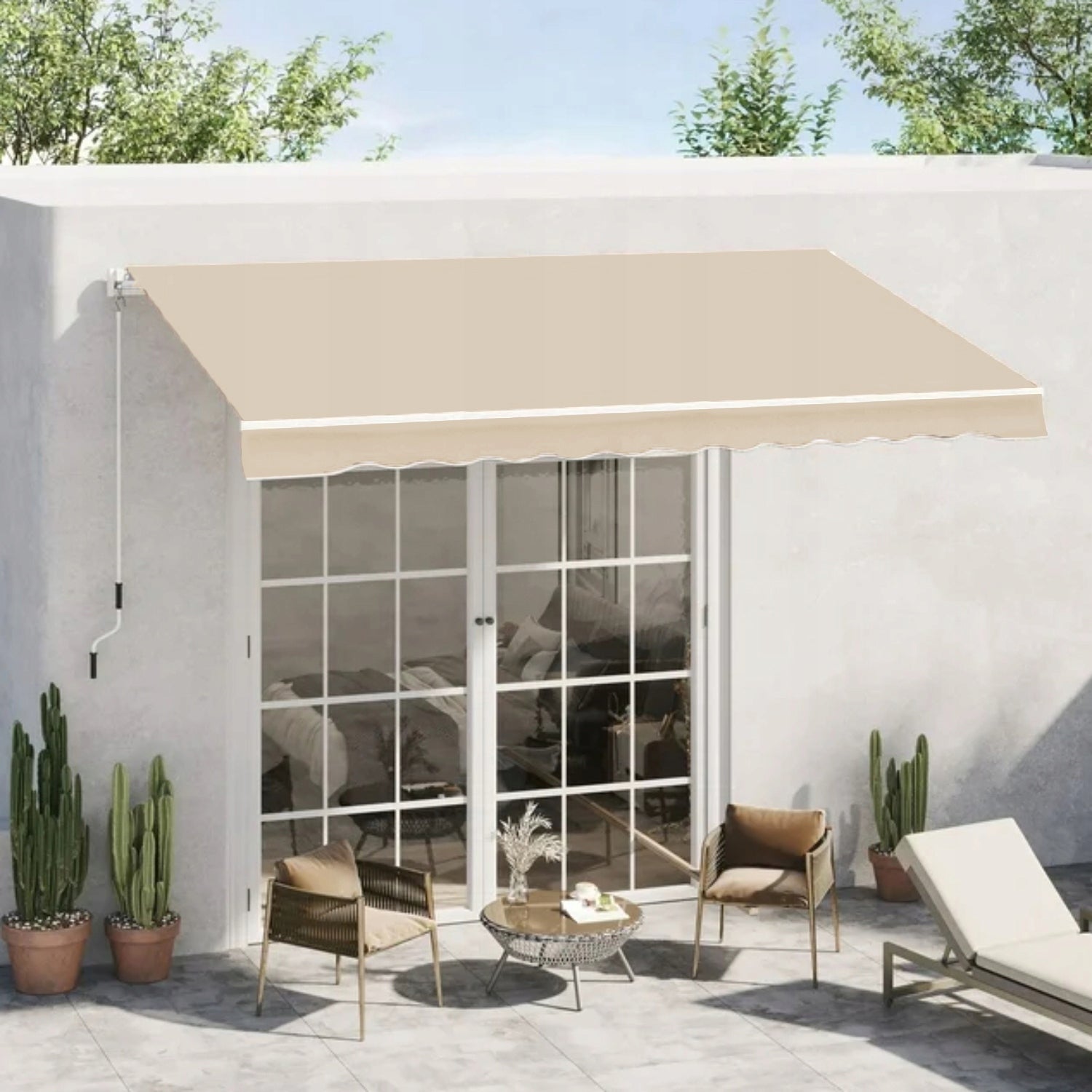 Terrace awning balcony sunshade roller shutter with crank 400 x 250 Packaging status original