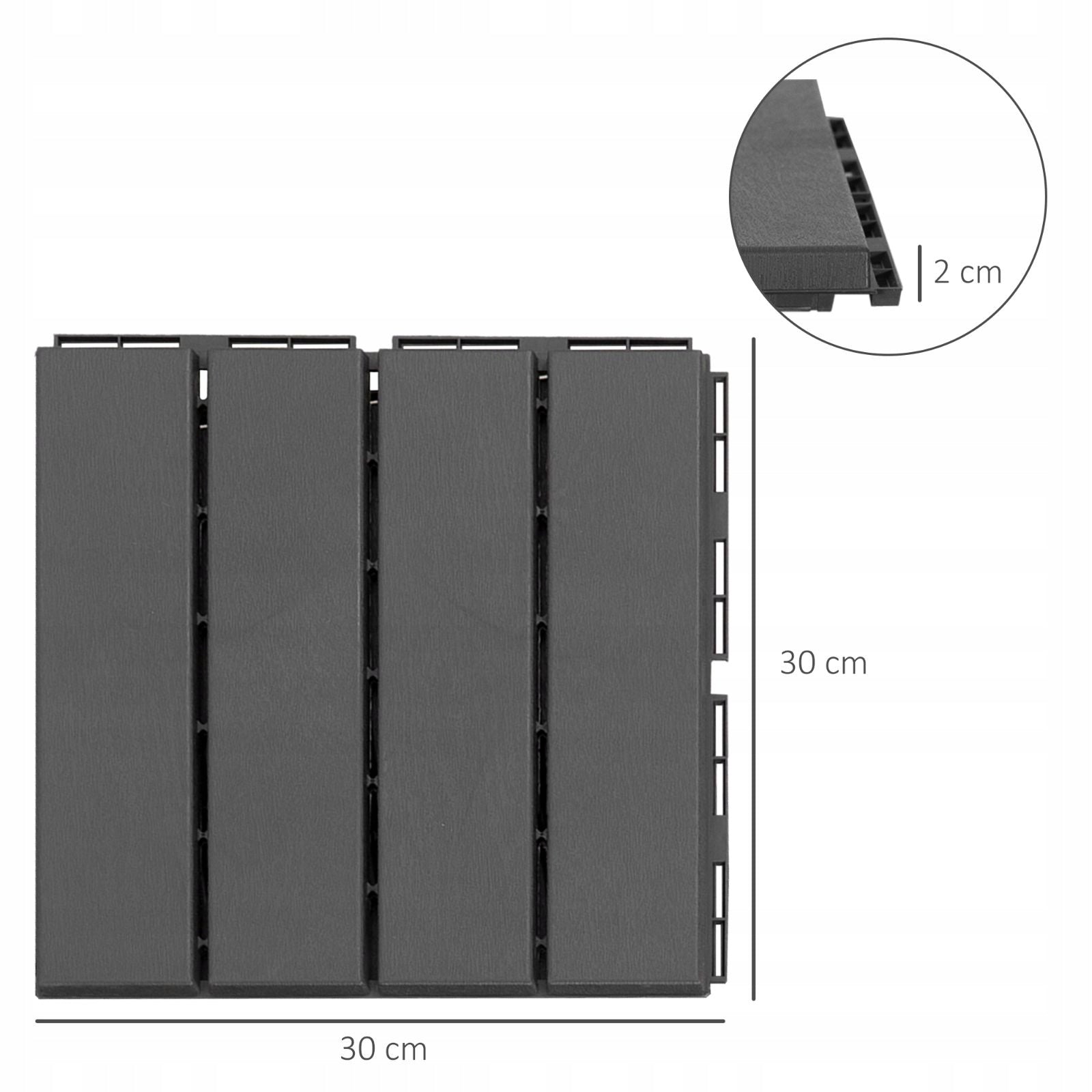 Terrace tiles 9 pcs balcony click plastic black 30x30cm Brand no brand