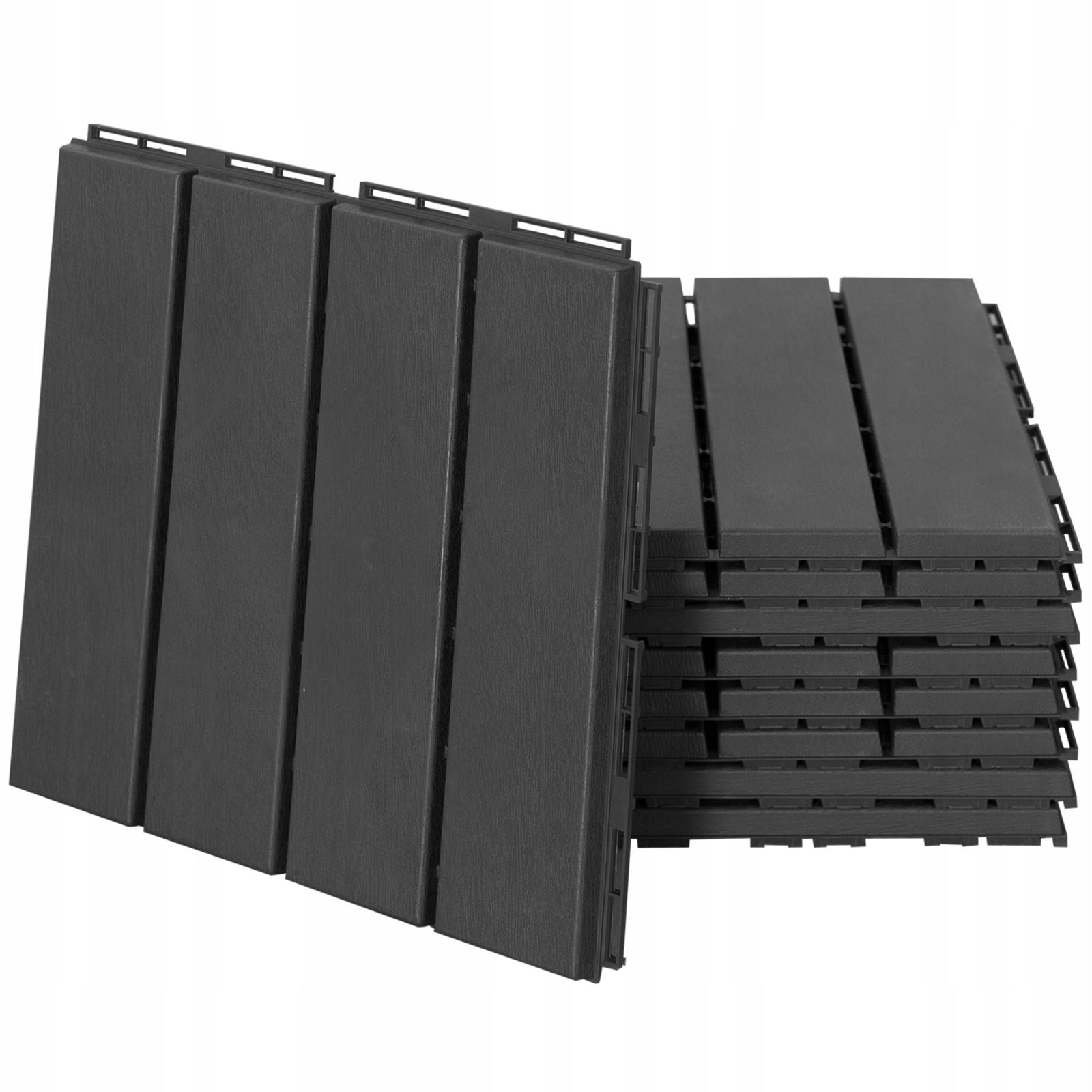 Terrace tiles 9 pcs balcony click plastic black 30x30cm Series 1