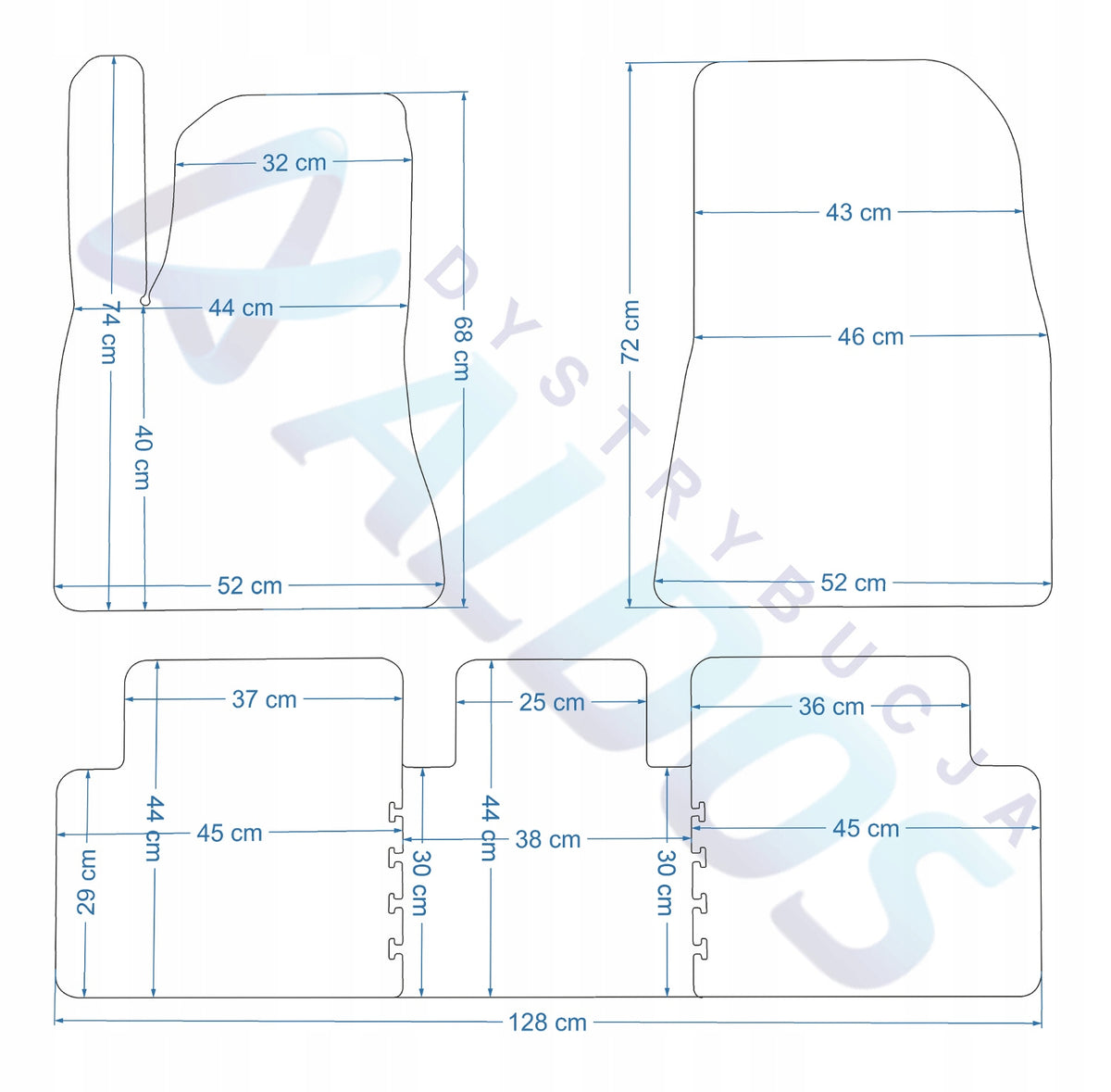 Tesla Model 3 since 12.2020 Rubber mats GLEDRING. / 5el. Manufacturer's catalog number 0644