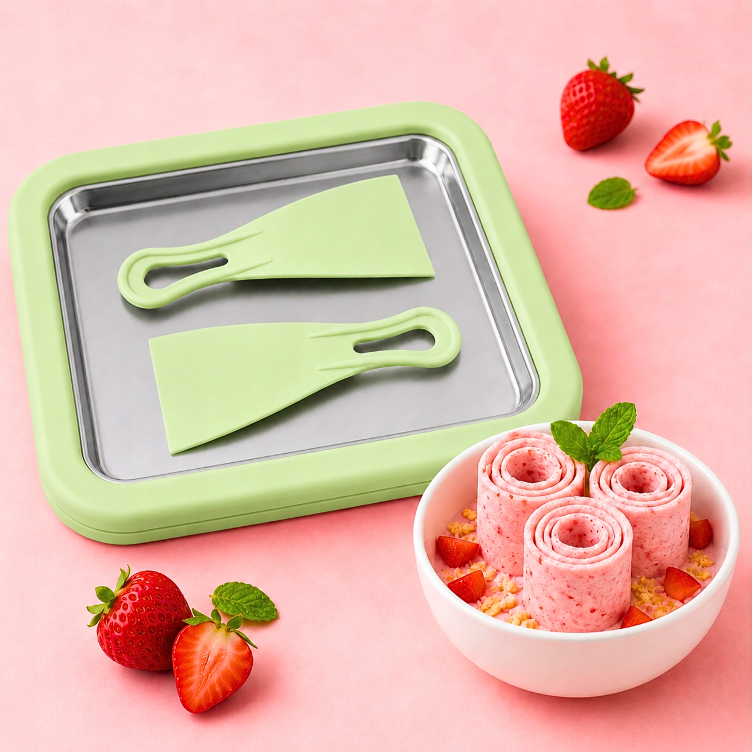 Thai Ice Cream Machine Tray Set With Spatulas Thai Ice Cream Manufacturer code Taca Do Deserów Na Zimno