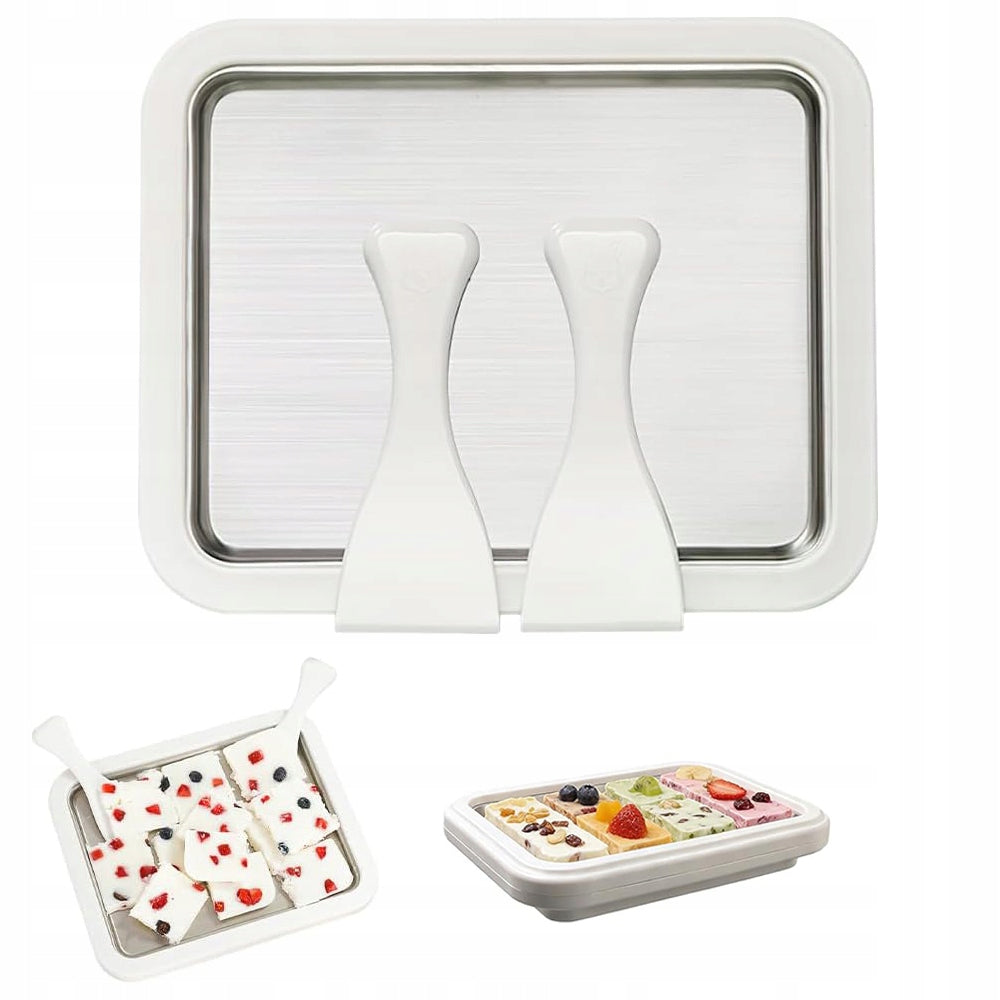 Thai Ice Cream Making Machine Ice Cream Tray for Freezing Dominant color silver