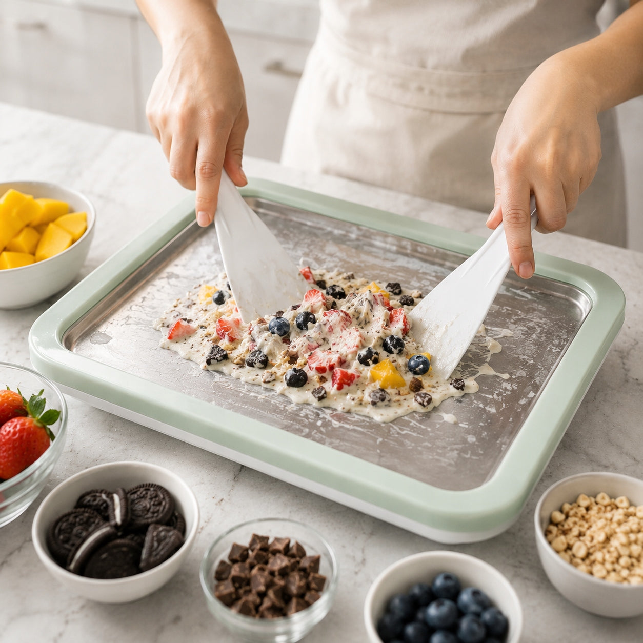 Thai Rolled Ice Cream Machine Freezing Plate Spatula Ice Cream Machine Packaging status original