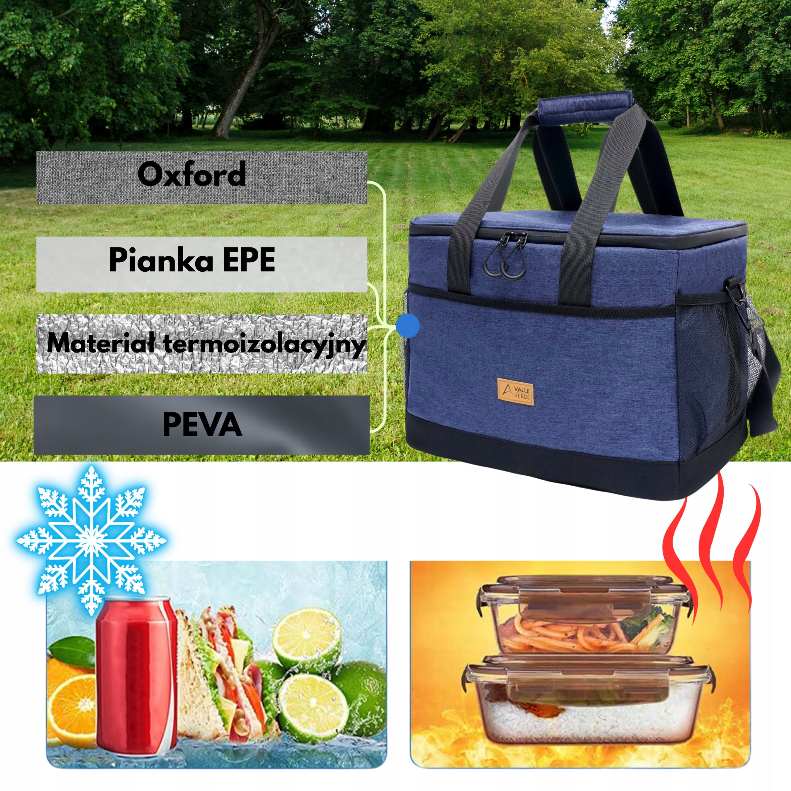 Thermal Bag Large Tourist Refrigerator Picnic Travel For Beach 30 l Packaging status original