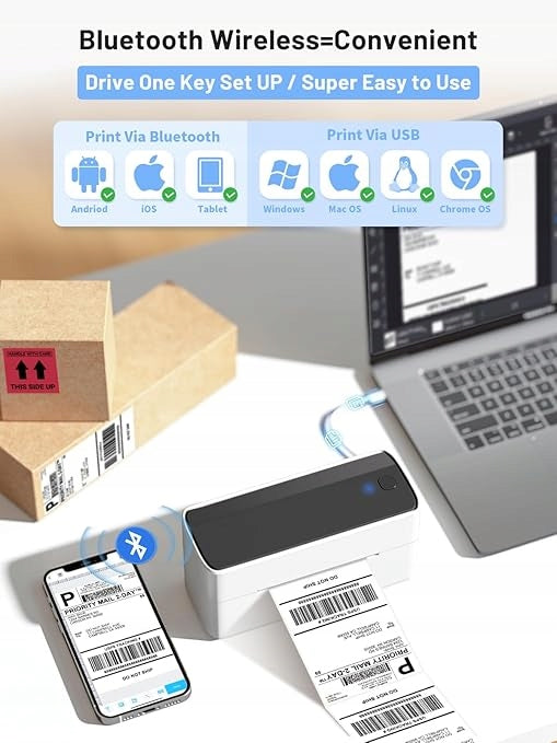 Thermal Label Printer Phomemo PM-241-BT USB + Bluetooth Packaging status original