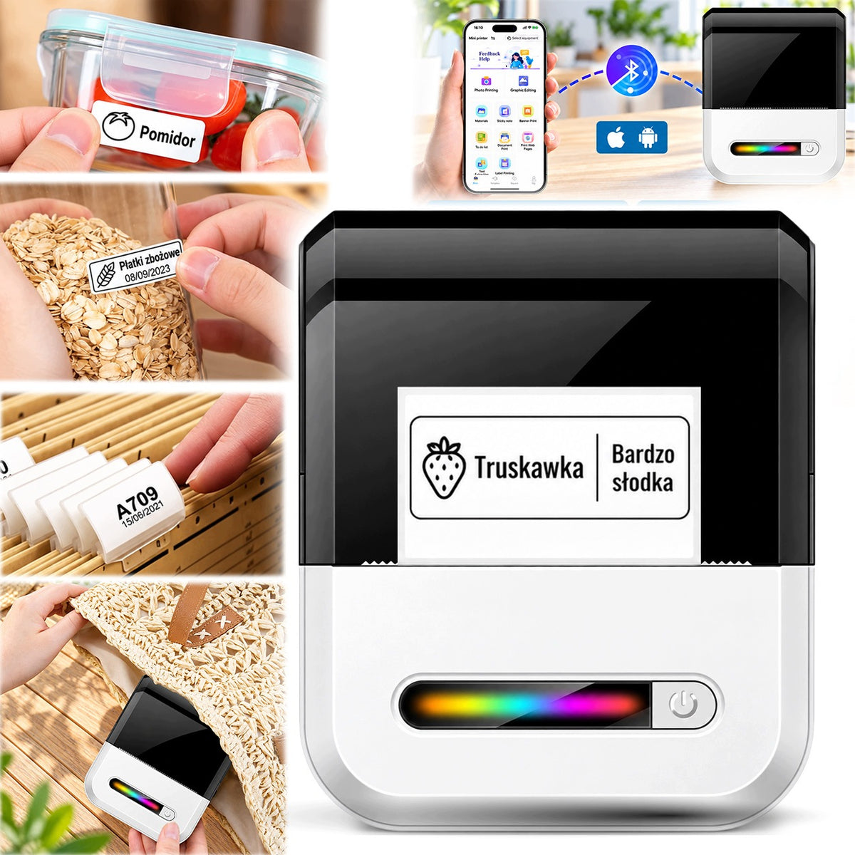 Thermal Printer Label Self Adhesive Stickers Bluetooth USB App