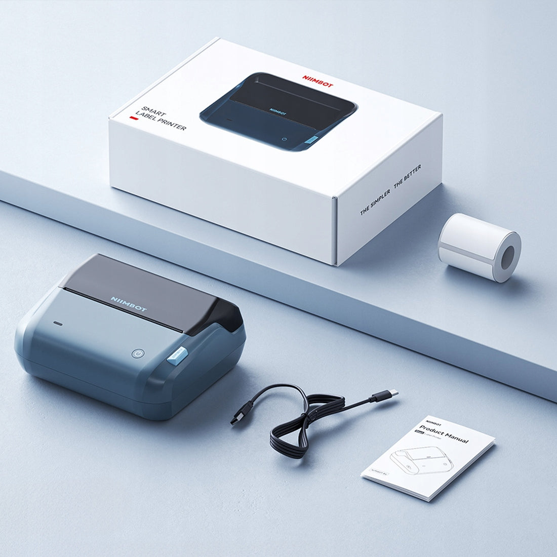 Thermal Printer for Labels Niimbot B4 Connection to Platforms blue Manufacturer code Drukarka termiczna Niimbot B4 niebieska
