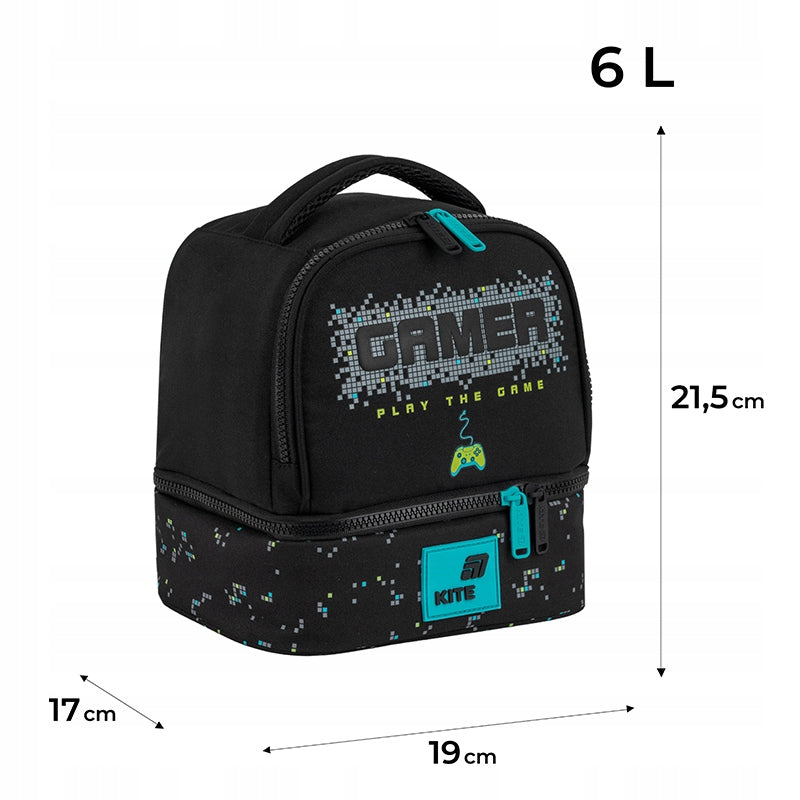 Thermal bag for boys two-chamber Gamer black Kite Manufacturer code K26-2708-2