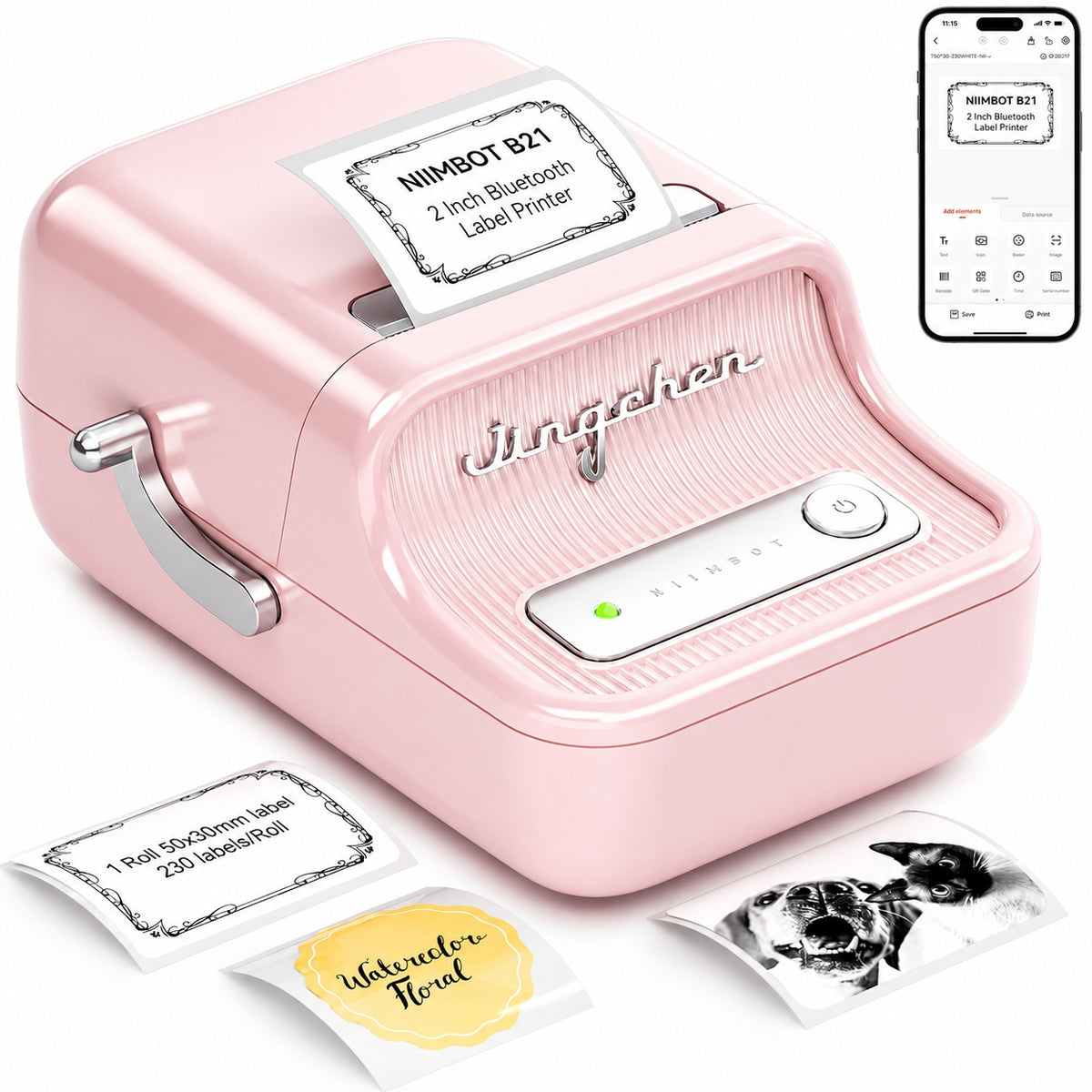 Thermal label printer B21 Niimbot application Bluetooth 203dpi 1200mAh Manufacturer code B21 różowa