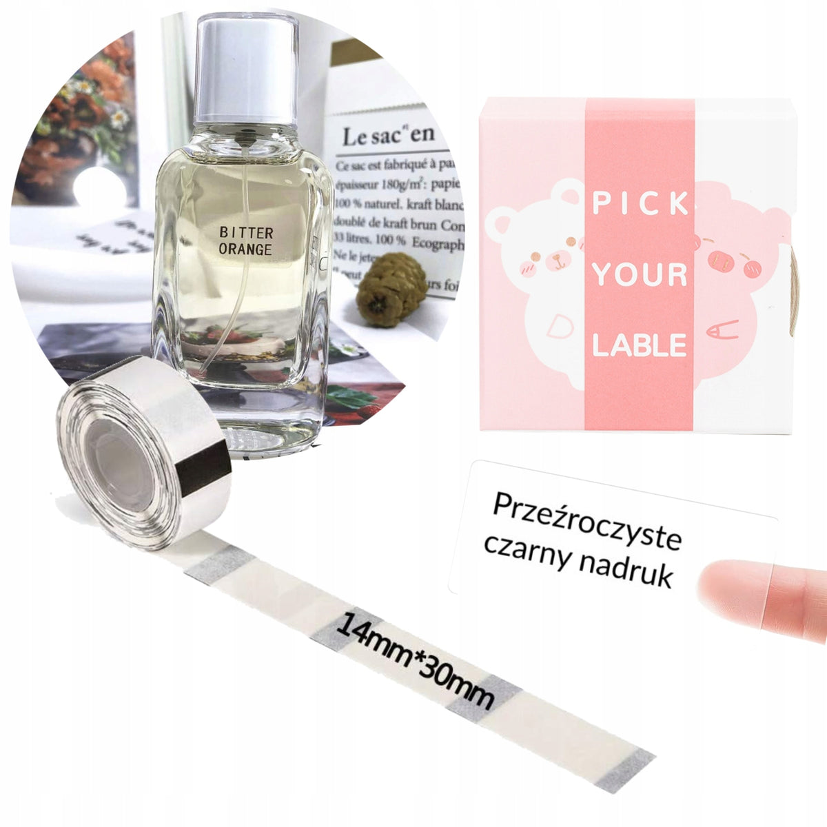 Thermal labels transparent 14x30mm 210pcs Phomemo D30 Q30 foil