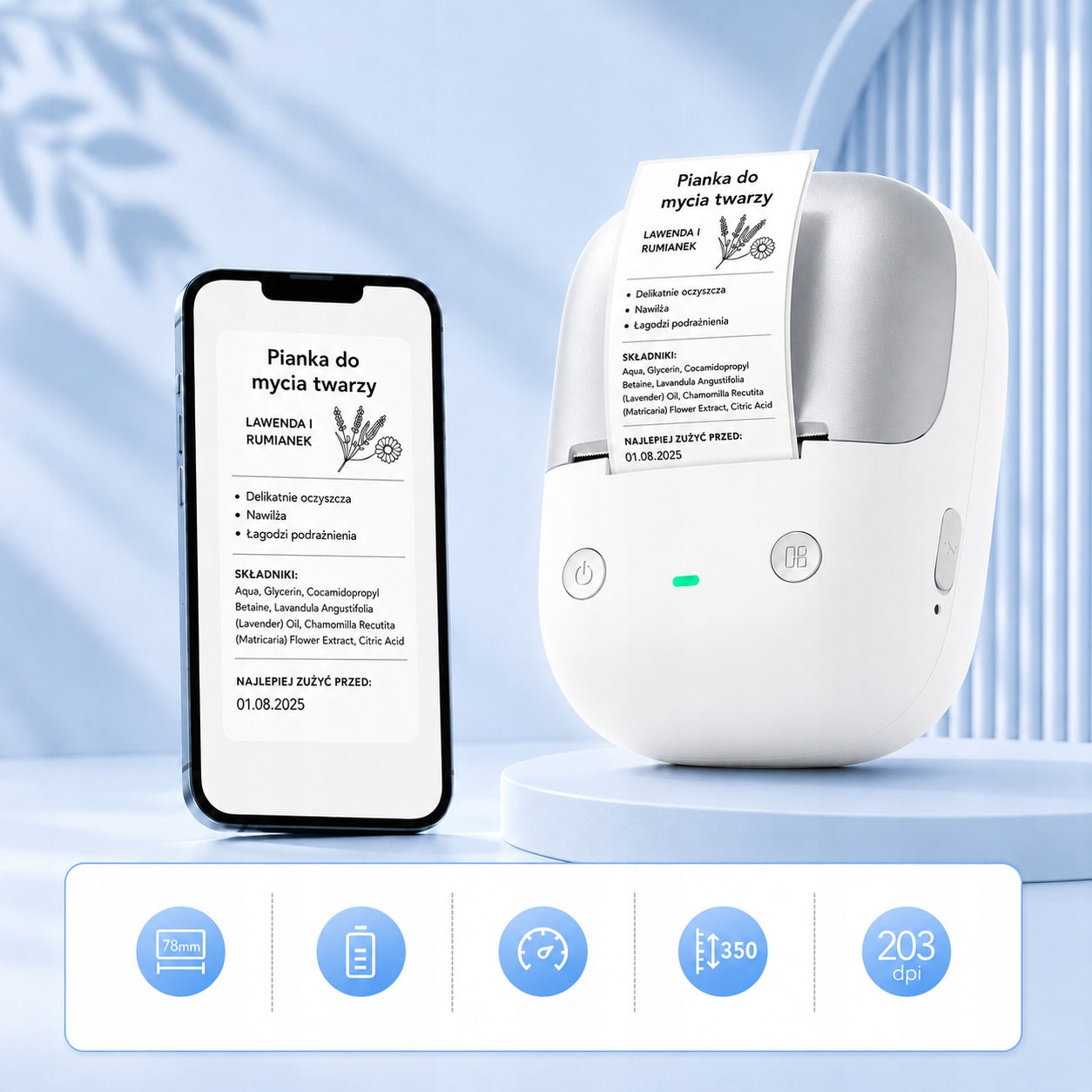 Thermal printer of self-adhesive labels B2 Niimbot 203 DPI Bluetooth USB Packaging status original