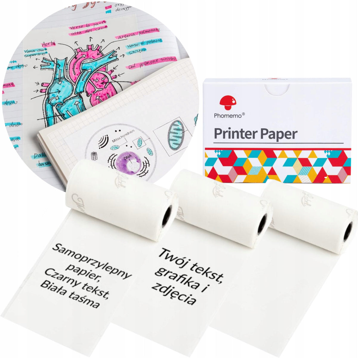 Thermal self-adhesive paper for Phomemo M02 M02Pro M03AS M04S M04AS roll