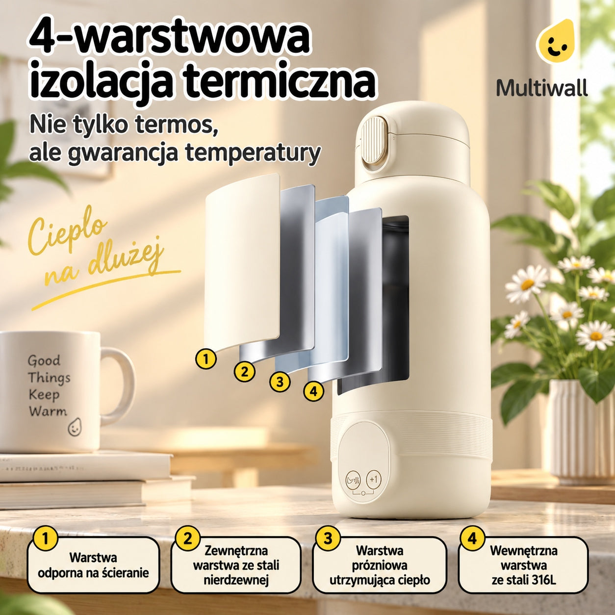 Thermos Water Bottle Warmer Infant Milk USB 500ml 14000mAh Packaging status original
