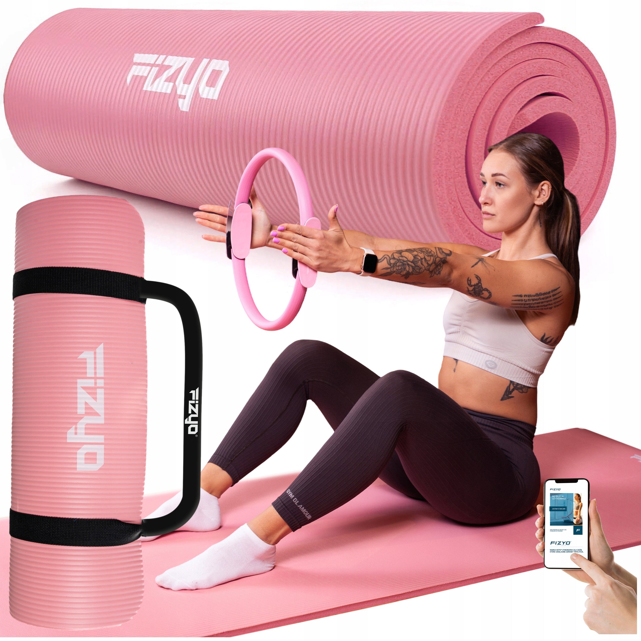 Thick Gymnastic Mat for Yoga and Pilates Exercise 190x80 NBR Fitness 1,5cm Color pink