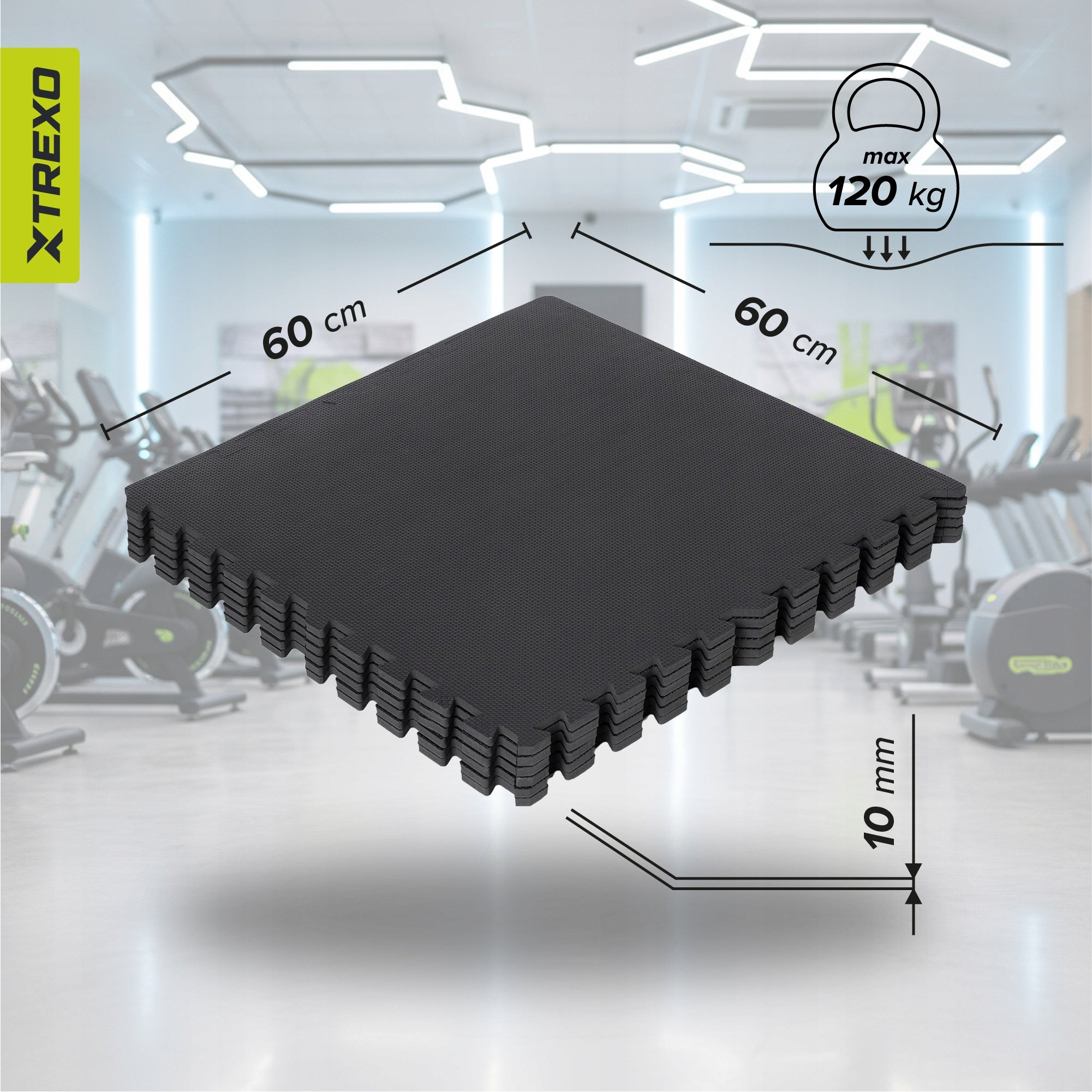 Thick protective mat for equipment Fitness foam XTREXO Puzzle 6 pcs.= 2.16m2 Brand Xtrexo