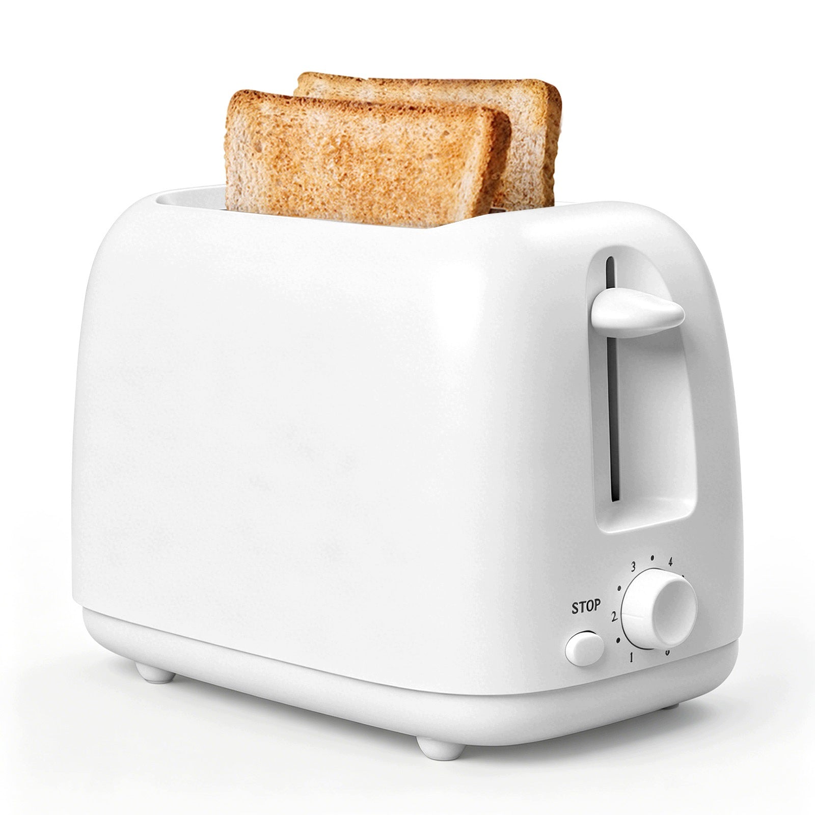 Toaster 2-slice 900W White – 6 browning levels for bagels, toast, bread