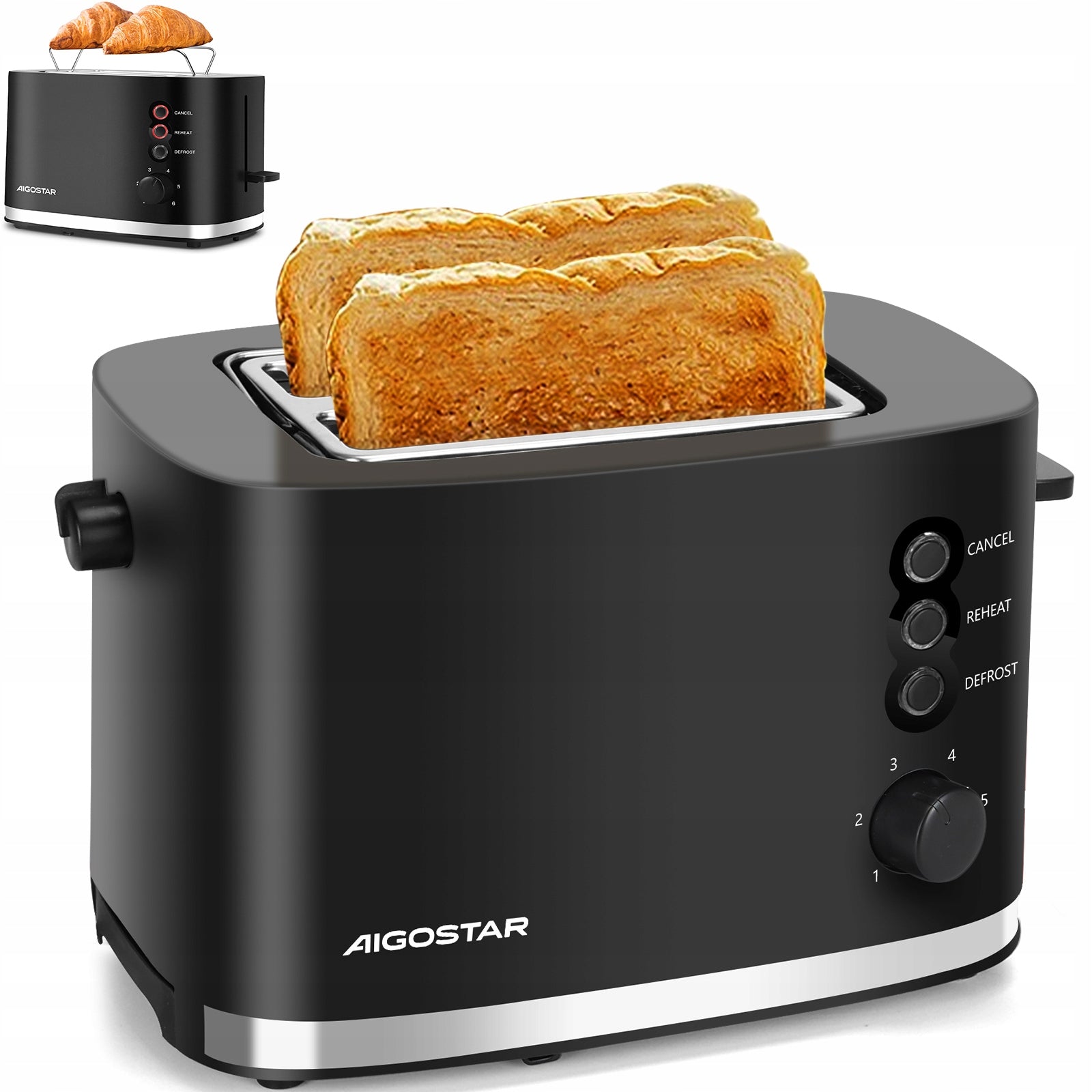 Toaster Aigostar Energy 800W Defrosting 7 Degrees Black