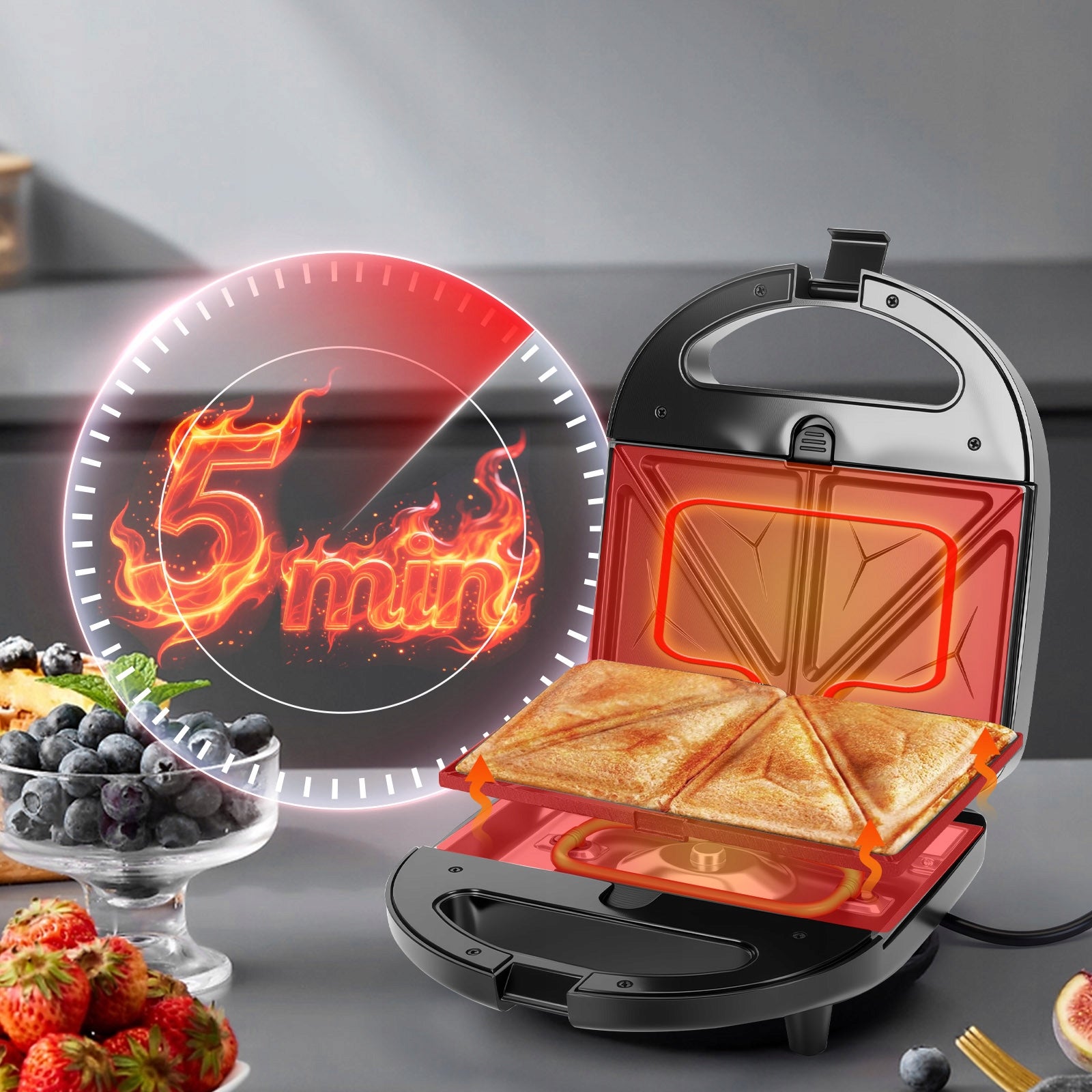 Toaster Aigostar Waffle Iron Toaster for Sandwiches 3in1 Black 750W Manufacturer code 30JVU