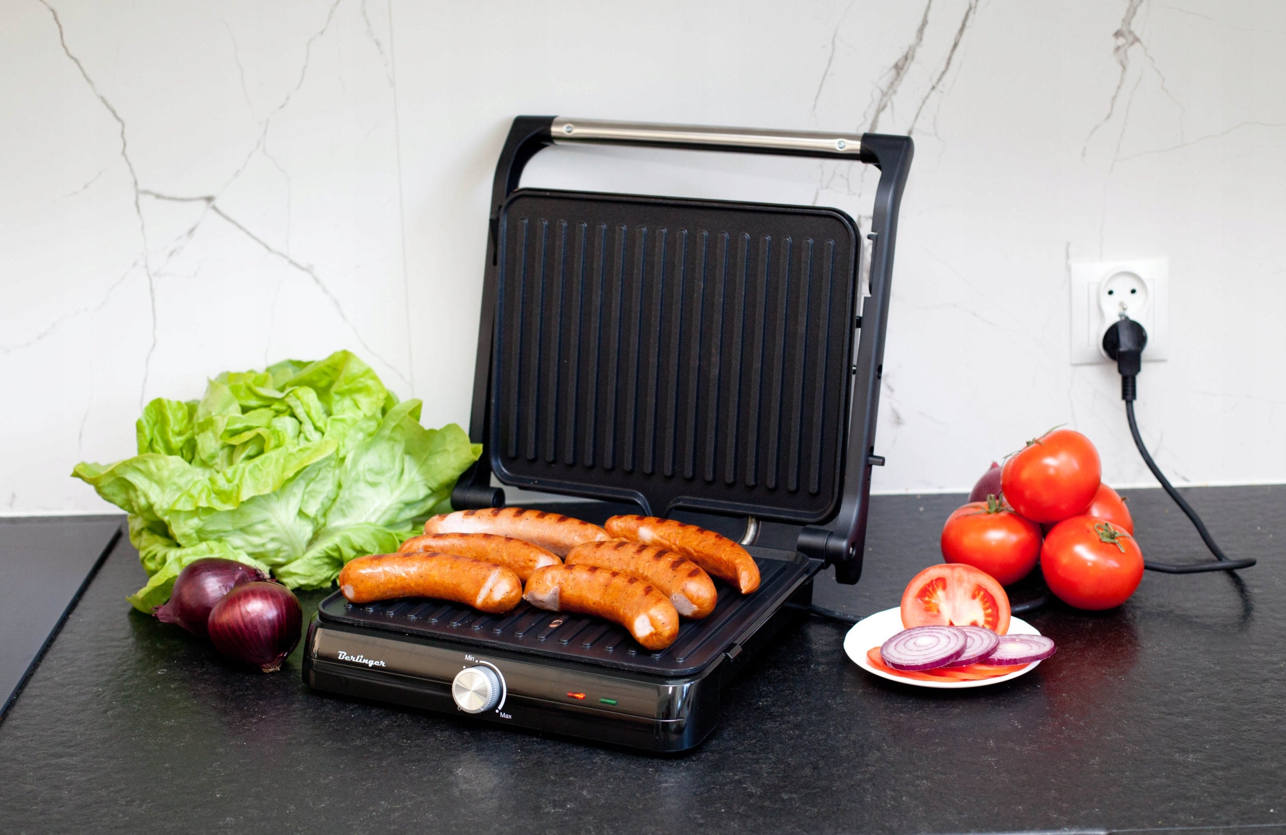 Toaster BERLINGER electric grill| panini toaster | folding 180° 2400W Dominant color black