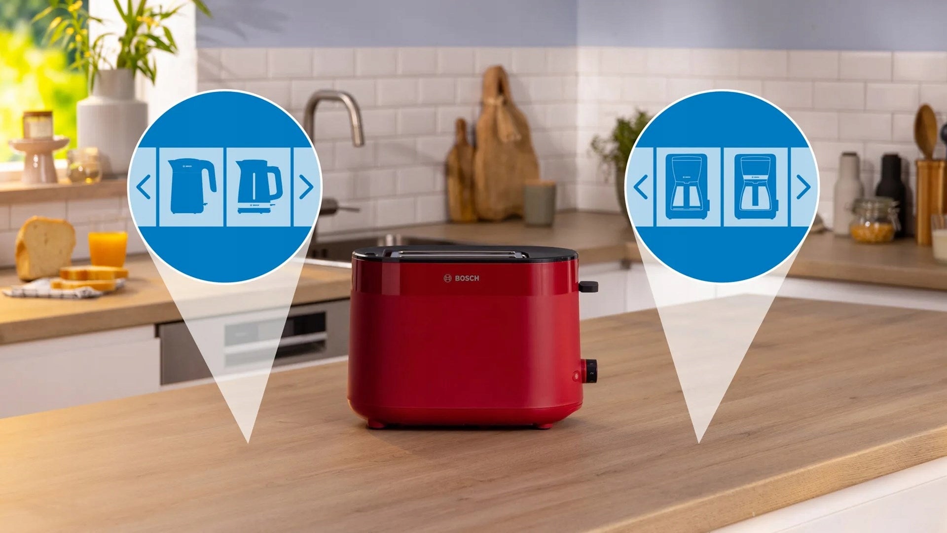 Toaster BOSCH TAT 2M124 red 950W Dominant color red