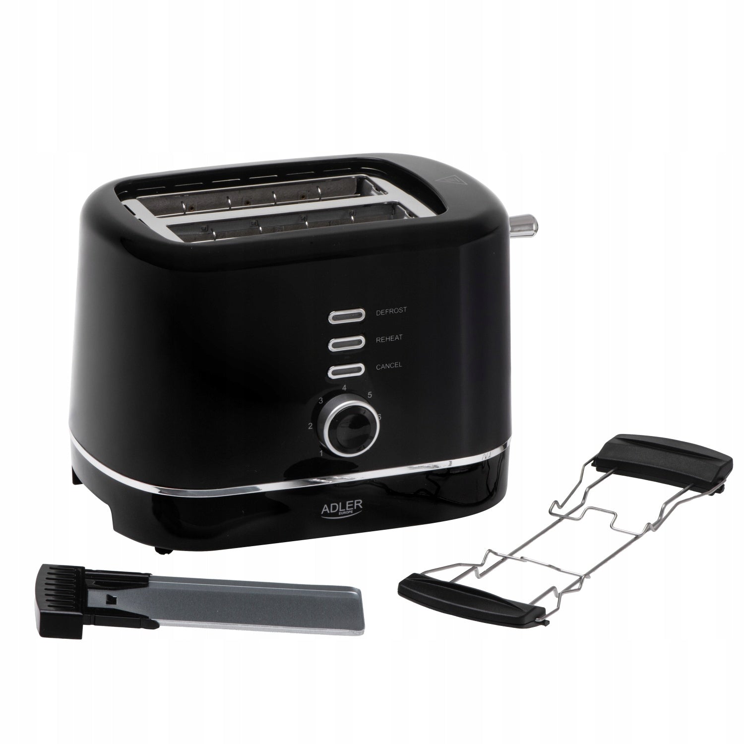 Toaster Black Adler 850W 7 Levels Toasting Defrosting Grate for Rolls Power rating 850 W