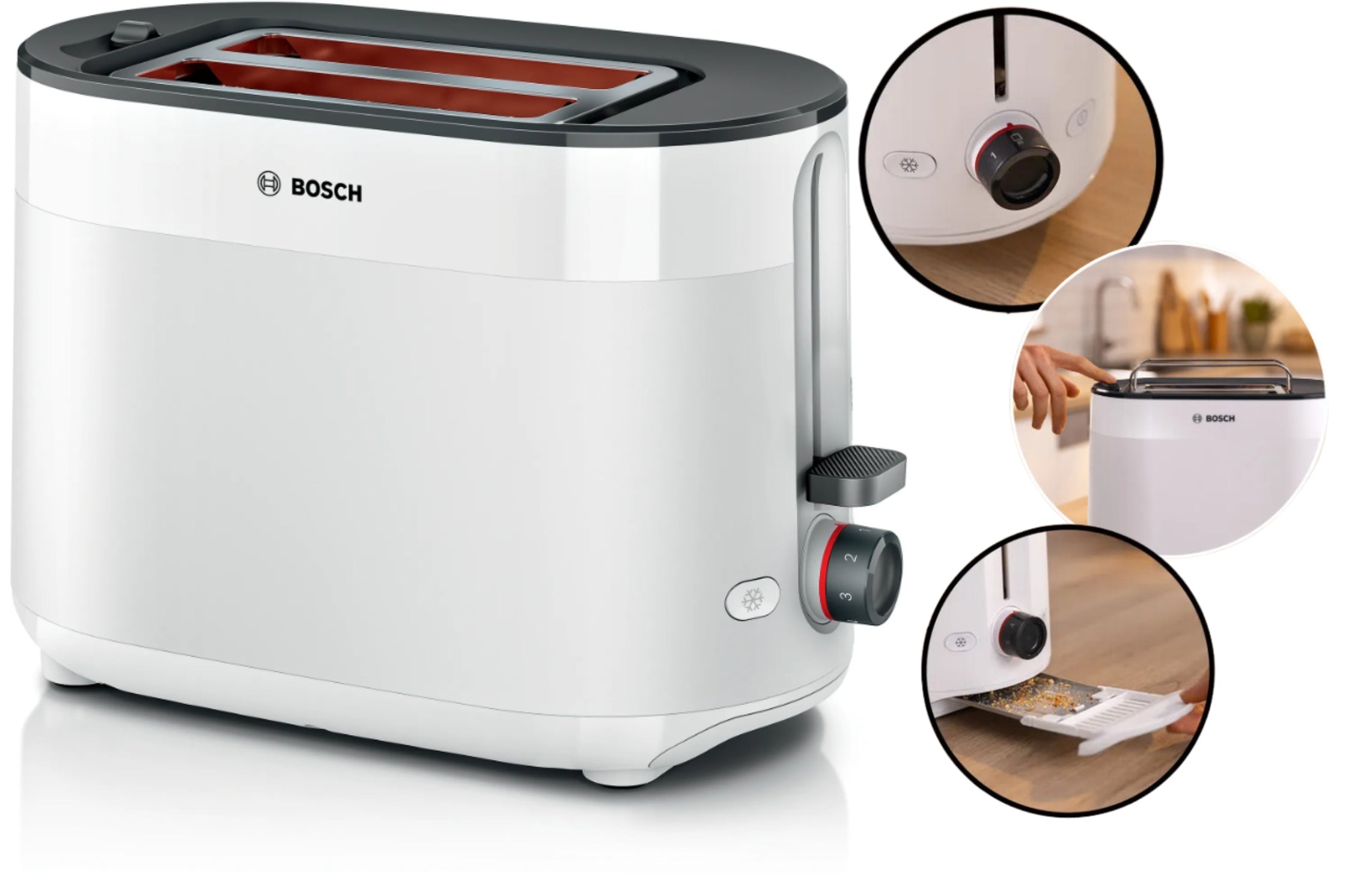 Toaster Bosch MyMoment TAT2M121 950W 2 toast Timer Thermostat Defrosting
