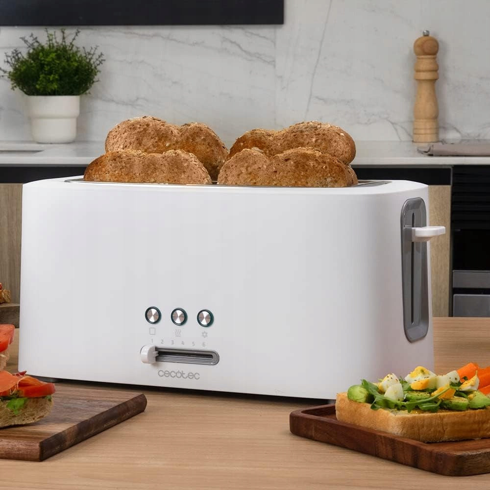 Toaster Cecotec 1630W 4 toast white stainless steel 6 levels grilling Brand Cecotec