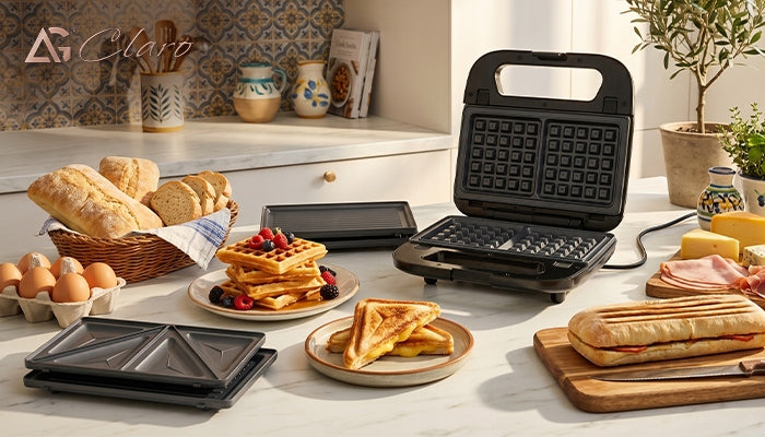 Toaster Claro Uno 1000W 3in1 Toaster Waffle Iron Sandwiches Panini Brand ARSA GO