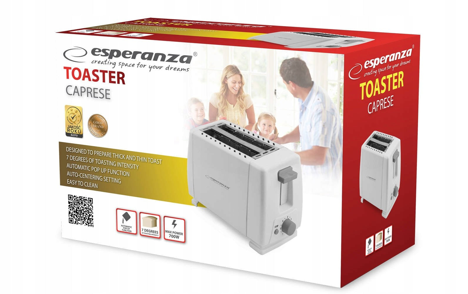 Toaster Esperanza Caprese EKT001 white Packaging status original