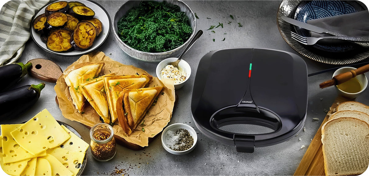 Toaster KRUMAD TOASTER OVEN FOR TOAST SANDWICHES KRUMAD black 1000 W Manufacturer code Toster opiekacz grill do kanapek elektryczny