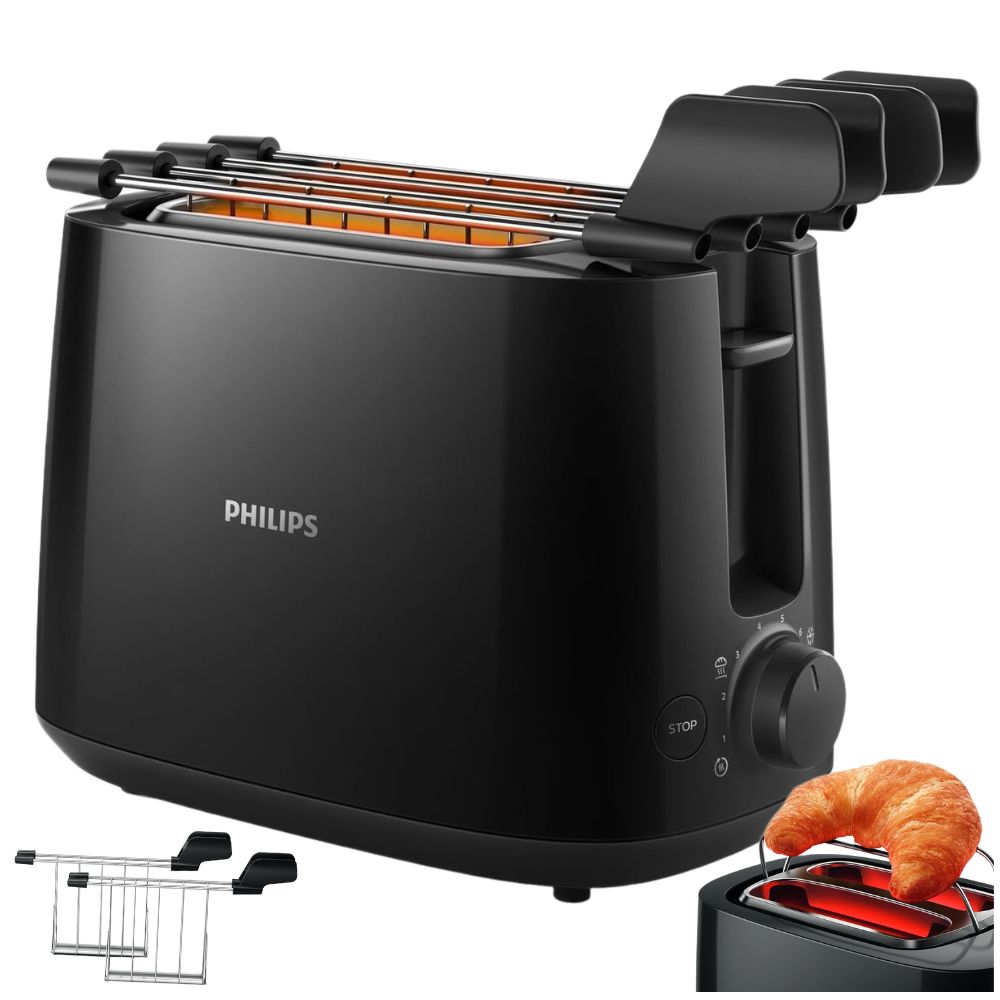 Toaster Philips Daily Collection HD2583/90 black adjustable 600 W grate
