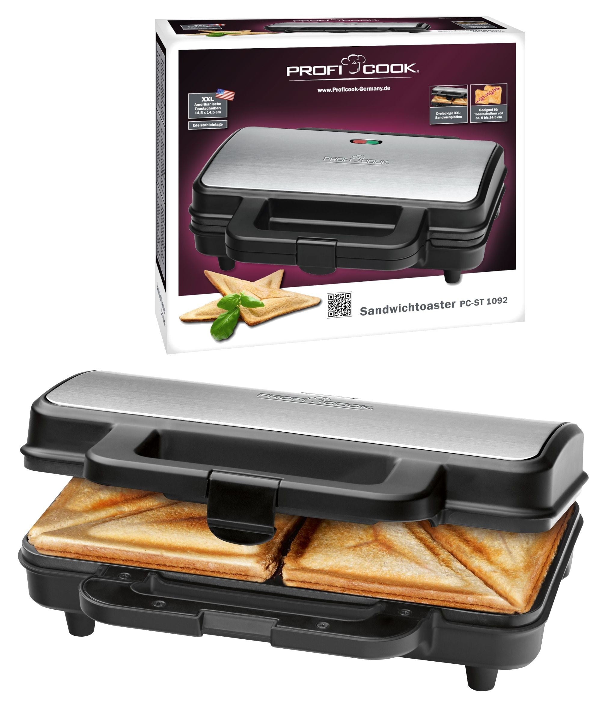 Toaster Profi Cook PC-ST 1092 900 W XXL SM1552 Toaster for toast sandwiches EAN (GTIN) 4006160683196