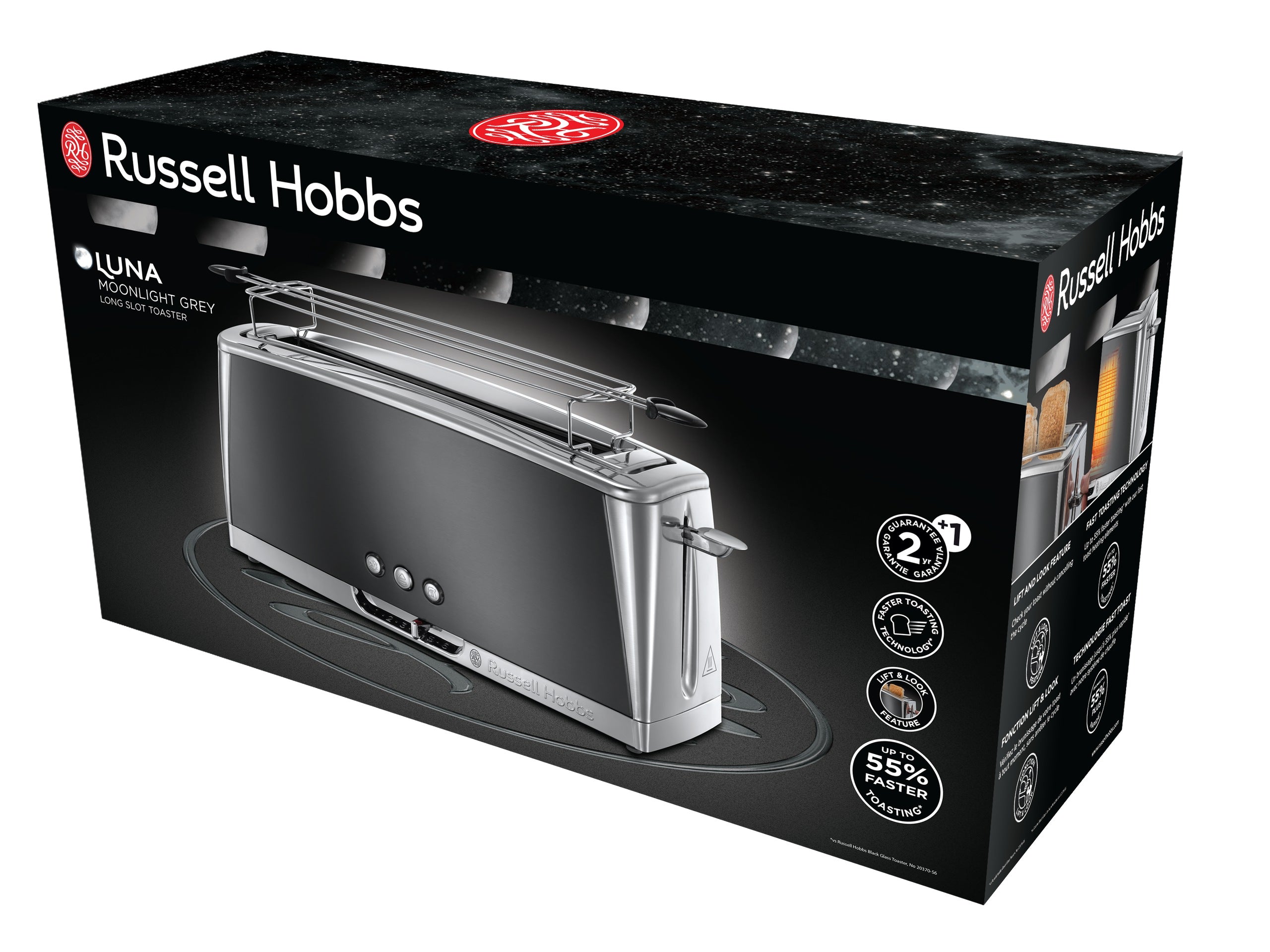 Toaster Russell Hobbs Moonlight Grey 23251-56 silver/grey 1550 W Power rating 1550 W