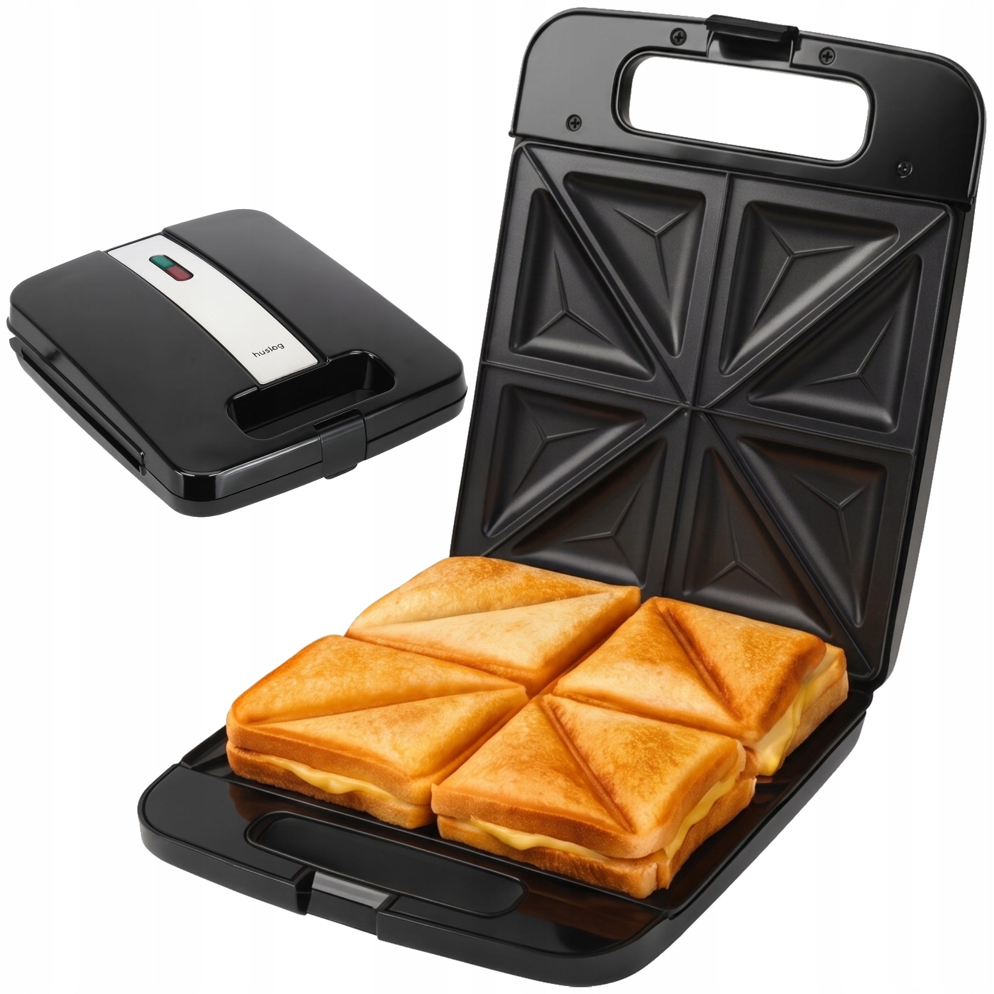 Toaster Sandwich Toaster Huslog HUS1028 1800W for 4 Sandwiches XXL Efficient