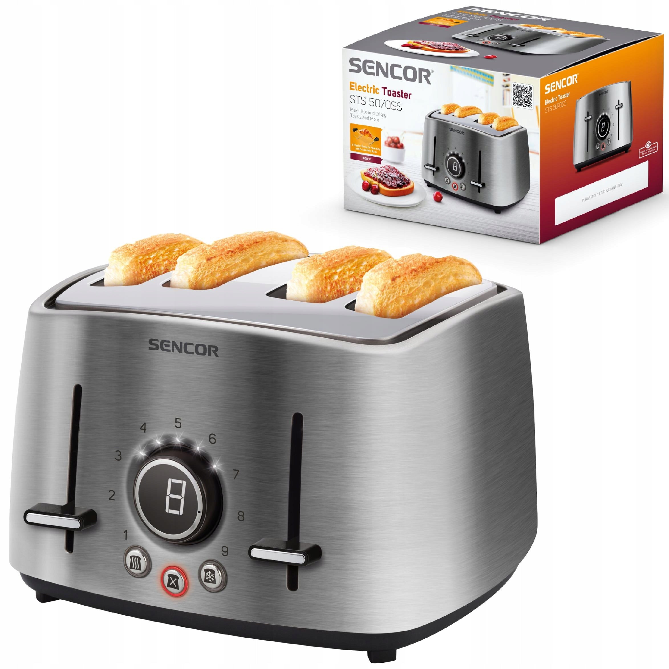 Toaster Sencor STS 5070SS ADJUSTABLE 4 Slices 1600W Power rating 1600 W