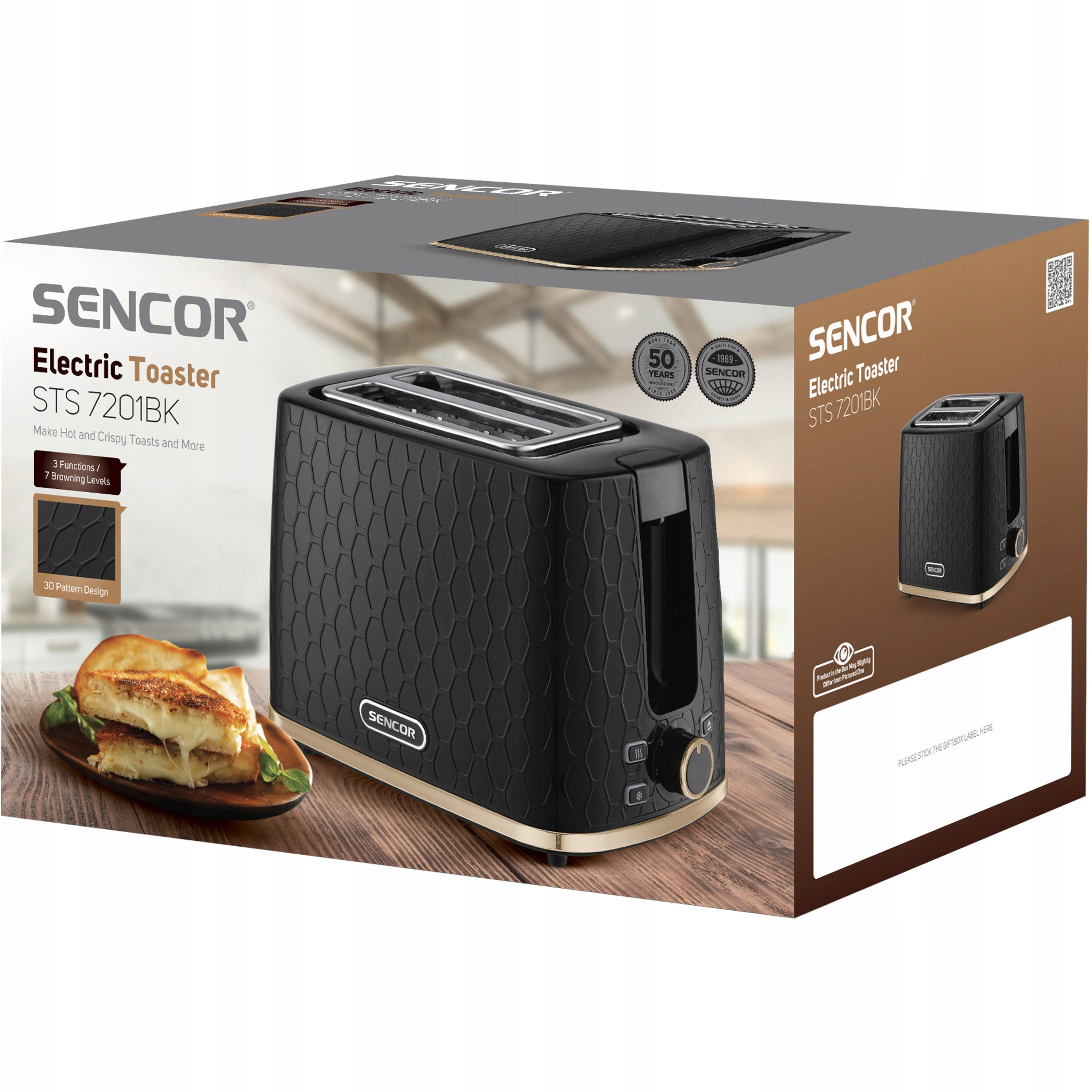 Toaster Sencor STS 7201BK 930W 2SANDWICHES STYLISH DESIGN TIMER 7Pozimów Black Power rating 930 W