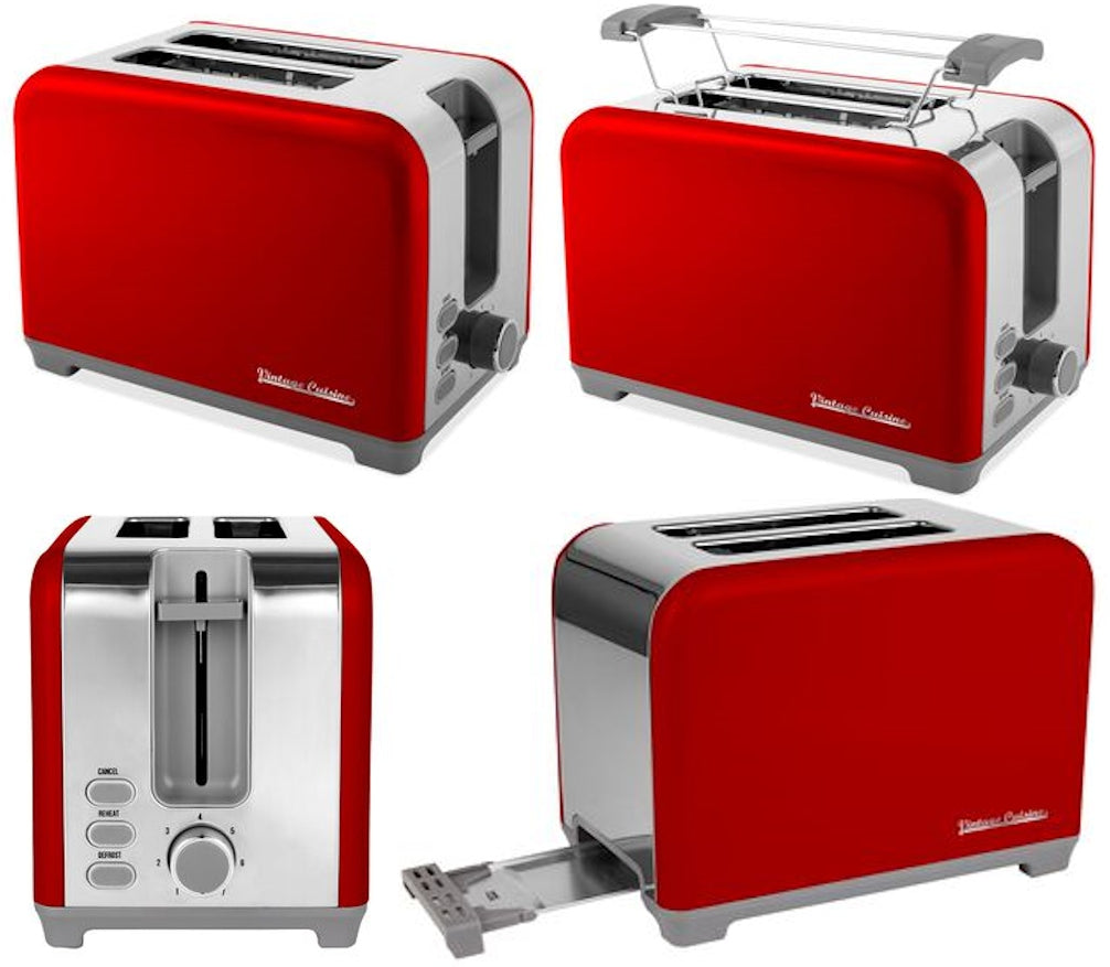 Toaster Vintage Cuisine, 780-930 W, with defrost function, red
