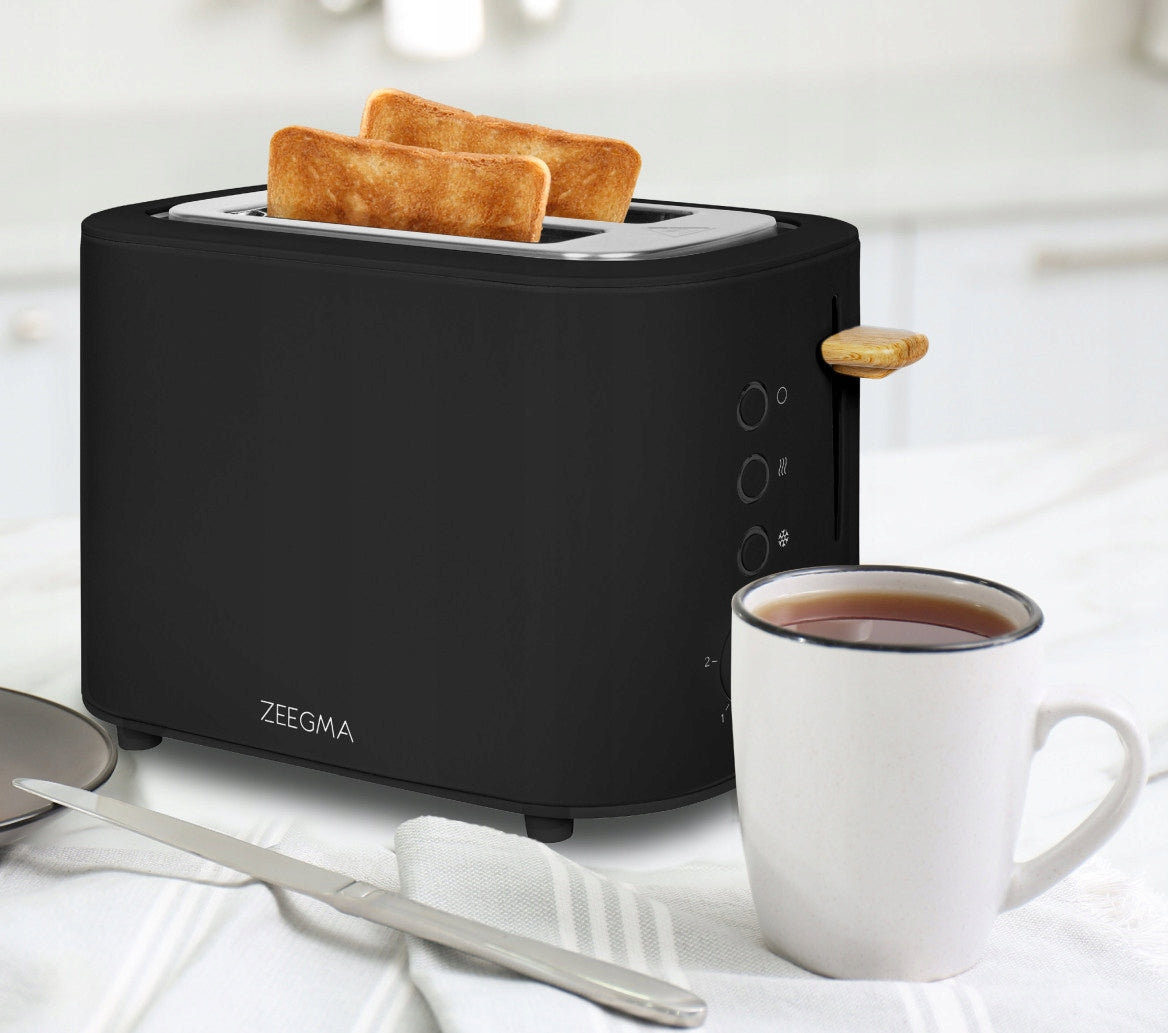 Toaster Zeegma Wood Black 820W 6 Degree Toasting 2 Toast crumb tray Power rating 820 W